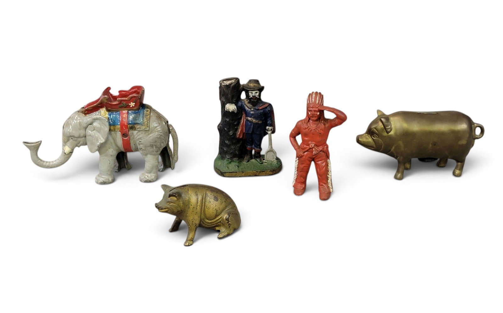 FOUR CAST IRON FIGURAL BANKS (1 of 16)