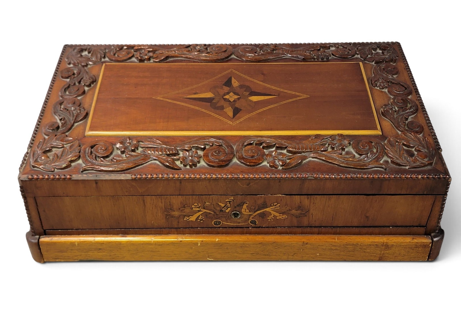 INLAID DRESSER BOX WITH SECRET DRAWER (1 of 10)
