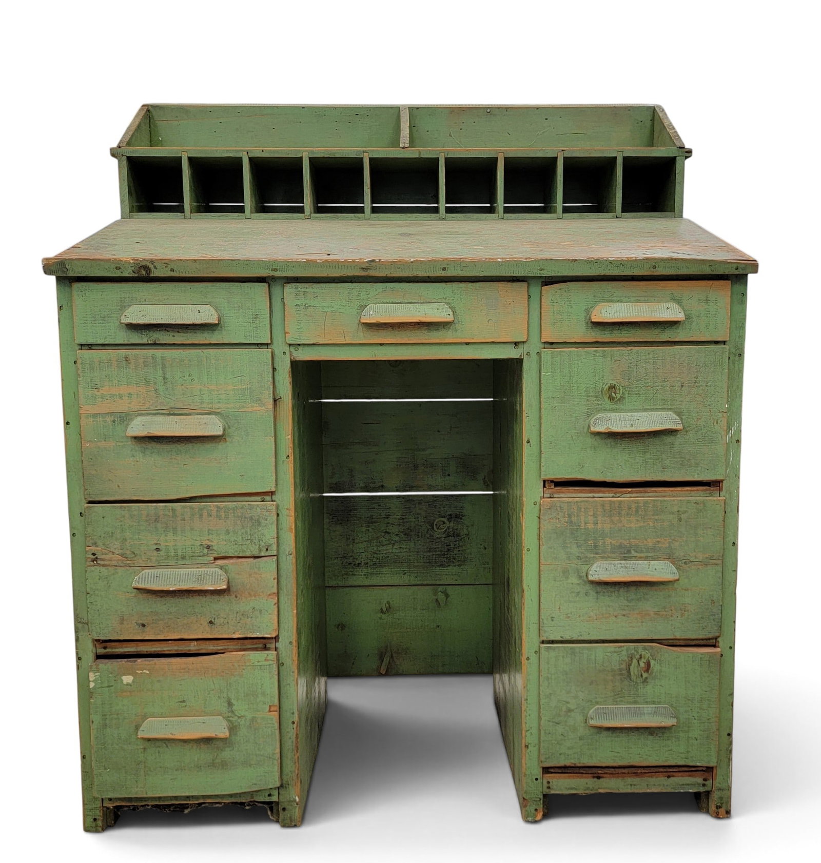 GREEN-PAINTED FOREMAN'S DESK (1 of 7)