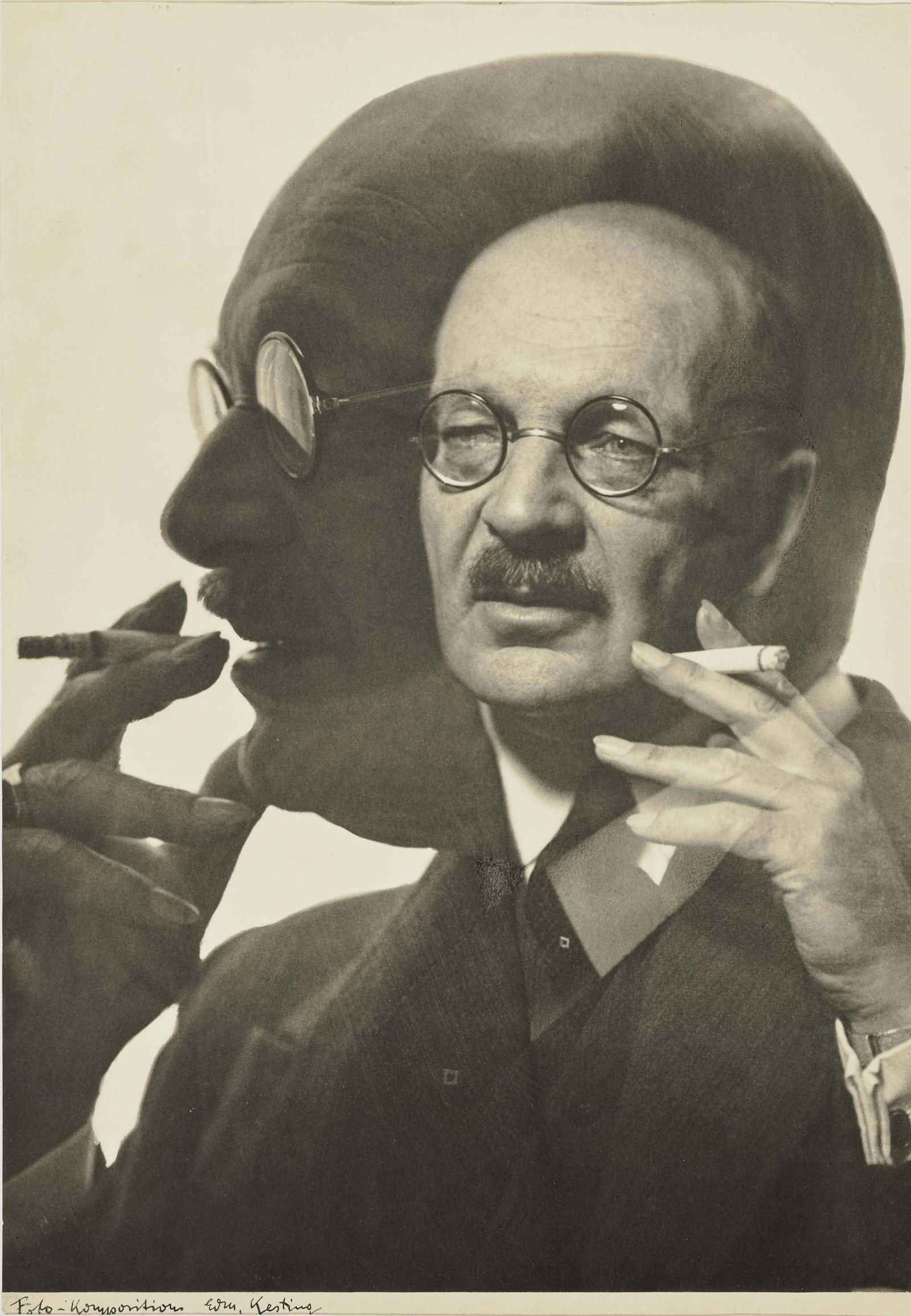 The Art Dealer Ludwig Gutbier: Kesting, Edmund The Art Dealer Ludwig Gutbier Photolithograph on vellum. 39 x 27.5 cm (40.5 x 29 cm) Inscribed lower left: Fotokomposition Edm. Kesting. Titled, inscribed and with copyright stamp to v