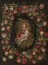 Mary with Child in a Floral Wreath