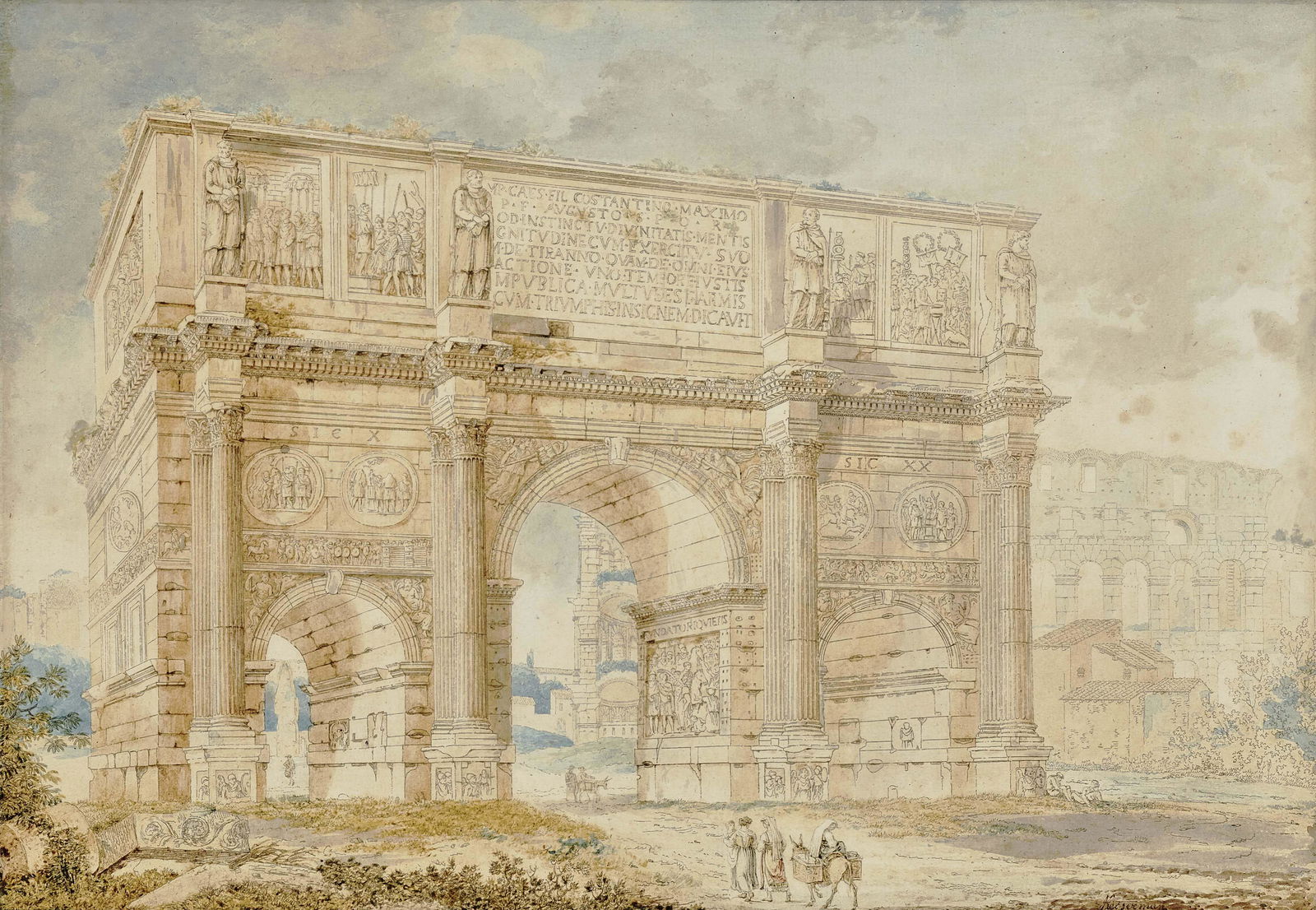 Römische Ansichten: Kolosseum - Konstantinsbogen: Franz Kaisermann - Römische Ansichten: Kolosseum - Konstantinsbogen Künstler Franz Kaisermann Manufaktur/ rt/ Design/ Biographie 1765 Yverdon - 1833 Rom Beschreibung Zwei