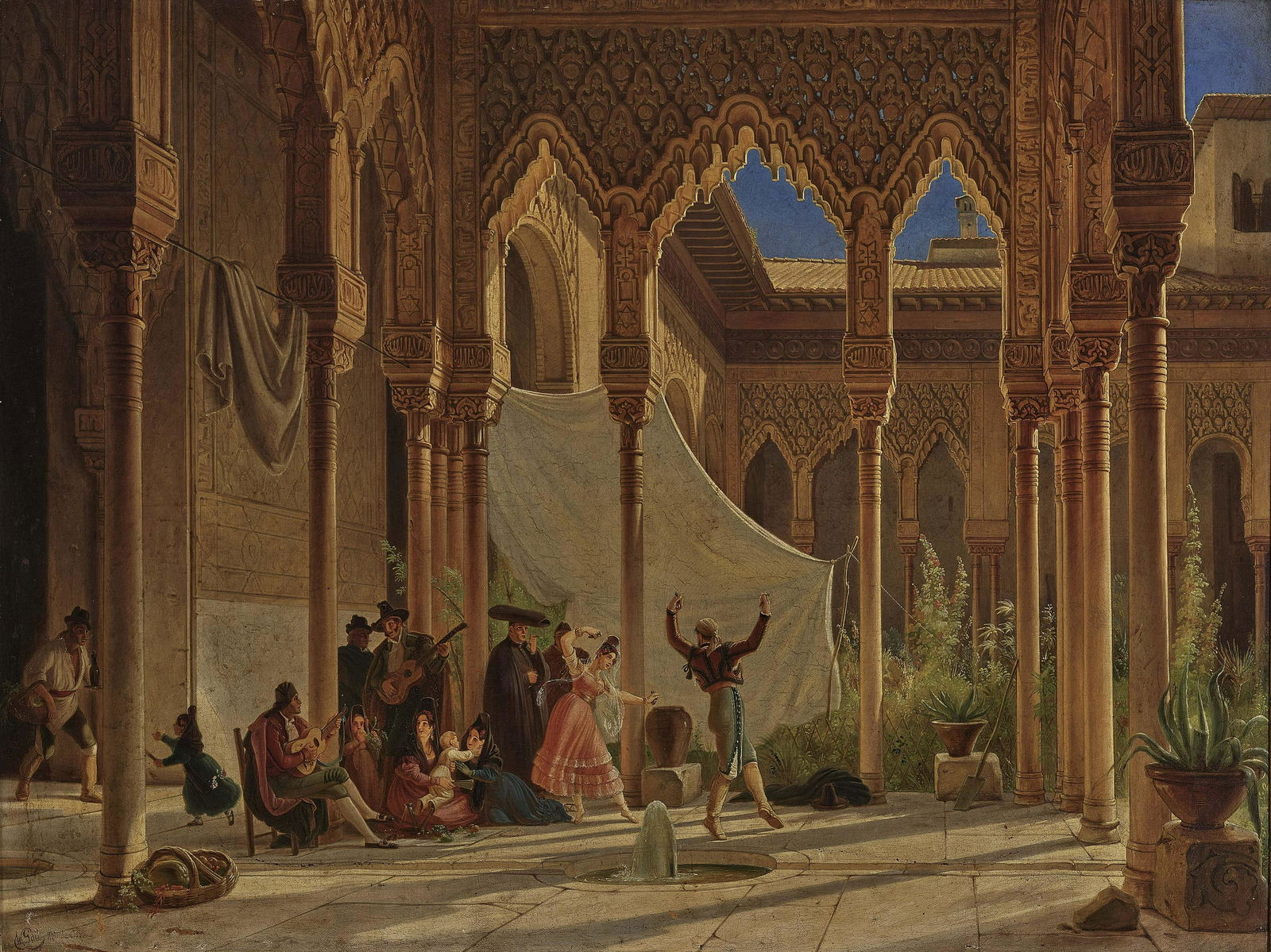 Tanz im Löwenhof der Alhambra in Granada: Wilhelm Gail - Tanz im Löwenhof der Alhambra in Granada Künstler Wilhelm Gail Manufaktur/ rt/ Design/ Biographie 1804 München - 1890 ebenda Beschreibung L. u. signier