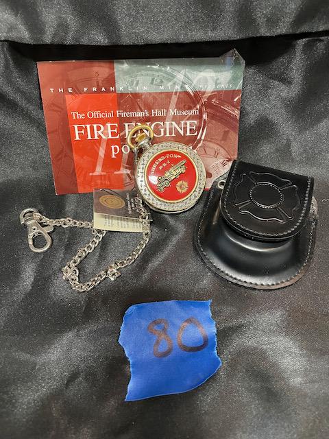 FRANKLIN MINT FIRE ENGINE POCKET WATCH WITH CASE (1 of 1)