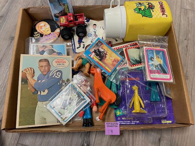 BOX LOT OF CARDS, TOYS AND MISC COLLECTIBLES (1 of 1)