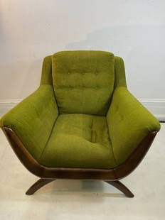 Adrian Pearsall Mid Century Lounge Chair: Mid Century Modernist ArmChair Designed By Adrian Pearsall in The 1960Â’s.Original Wool Chartreuse Fabric and Walnut Frame.Original Fabric is in need of new upholstery.Measurements of the Chair are