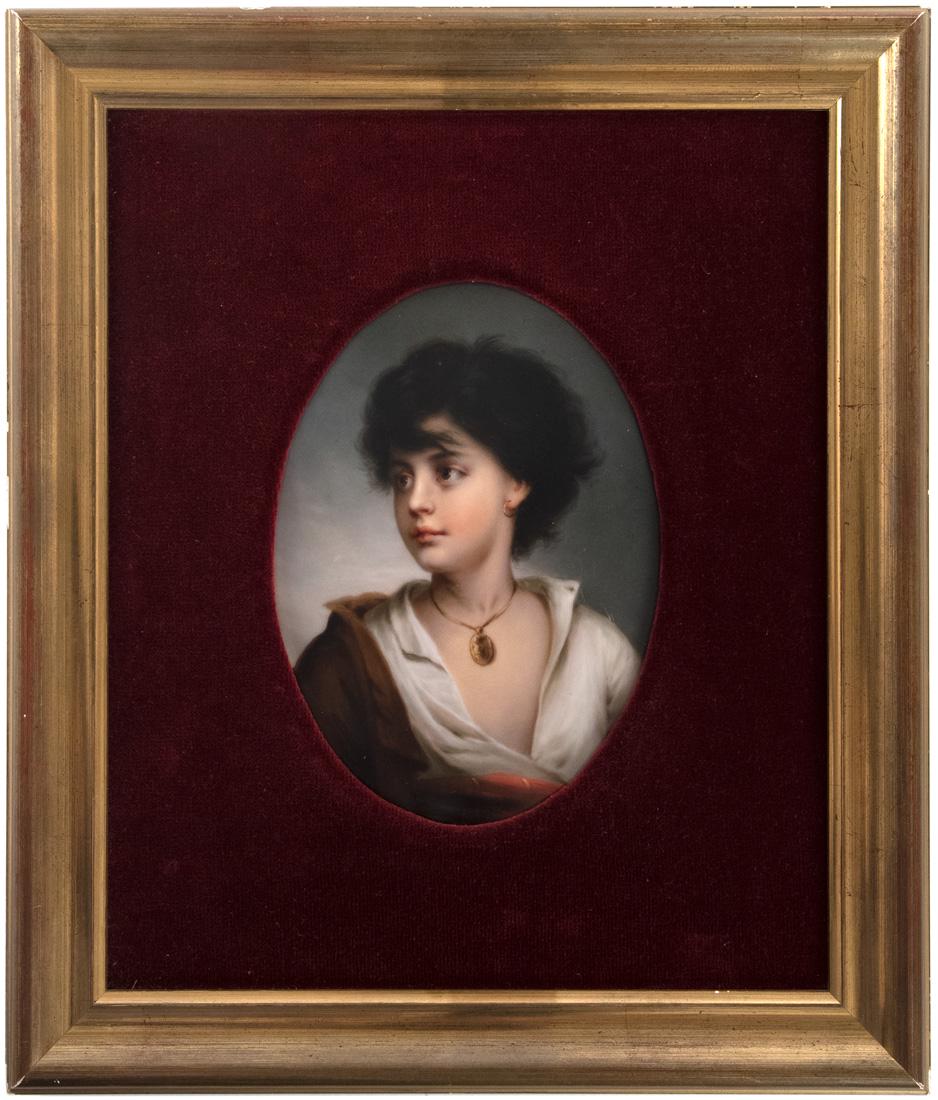 Fine Framed K.P.M. Porcelain Plaque of a Neapolitan boy (1 of 2)