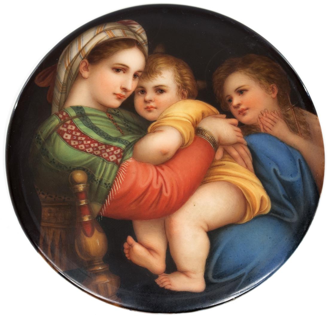 A Painted Porcelain Plaque Of Rapheal's Madonna (1 of 4)
