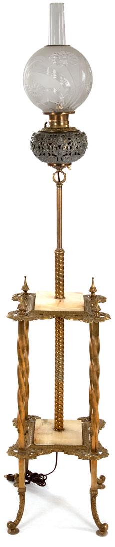 Victorian Brass Onyx Lamp (c. 1885) (1 of 4)