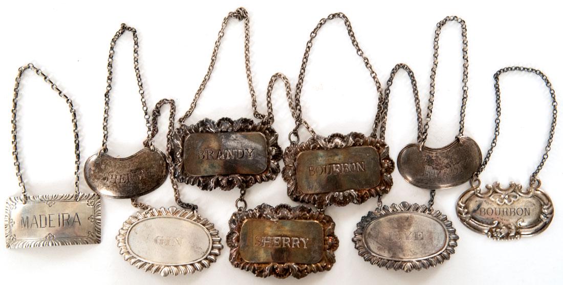 Set of Nine Sterling Liquor Bottle Labels (1 of 3)