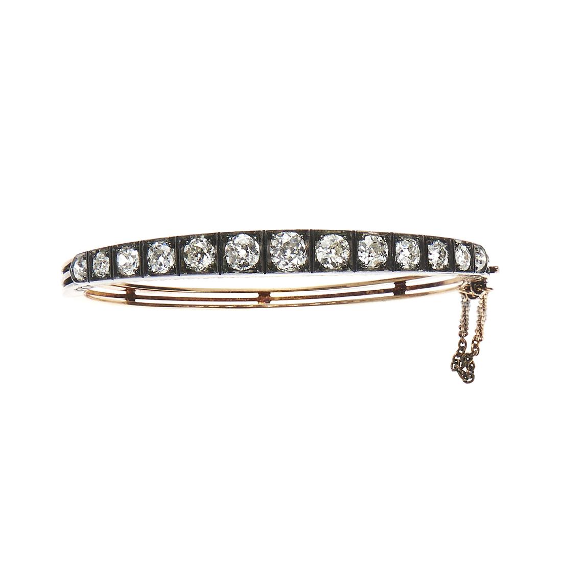 Silver, gold and diamond bangle, early 20th century (1 of 1)