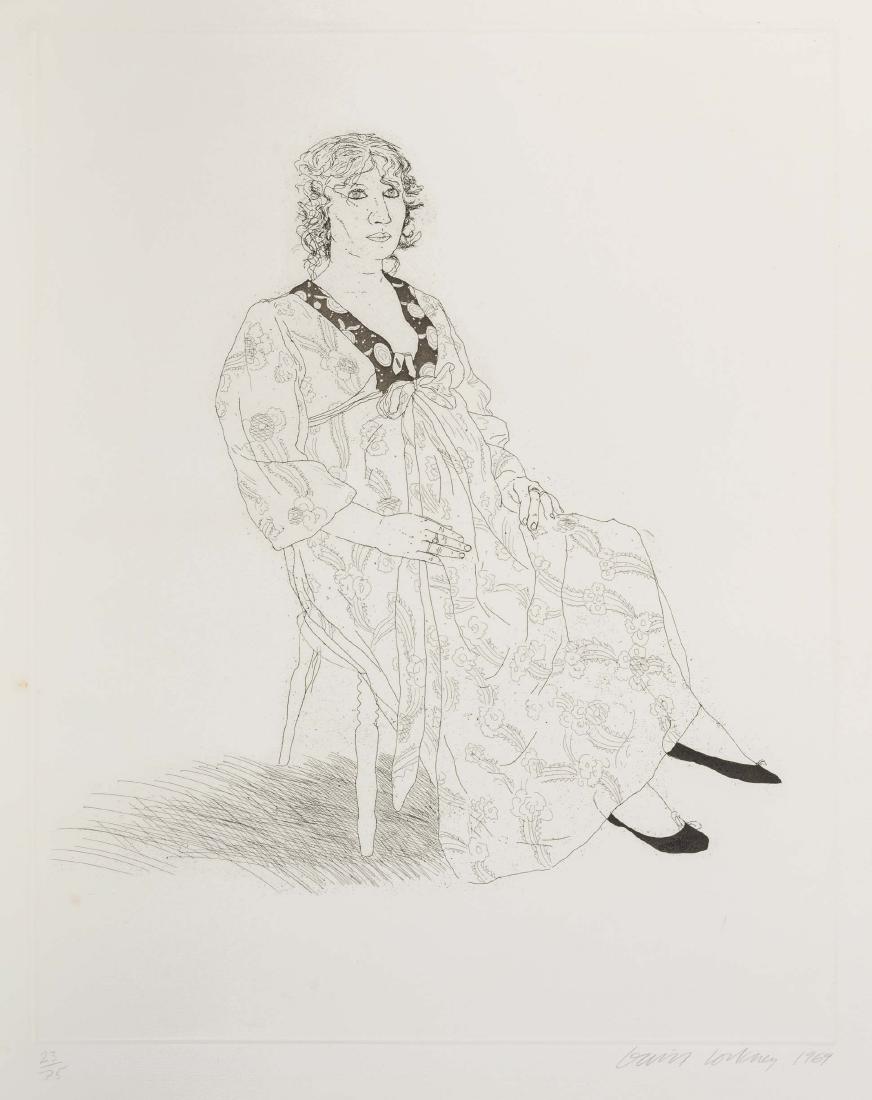 DAVID HOCKNEY, Celia: DAVID HOCKNEY (1937) Celia 1969 Etching and aquatint on paper, exemplar no. 23/75 from an edition of 75 numbered with Arabic numerals, plus 16 artist proofs, Petersburg Press, New York 68,5 x 54 cm (p