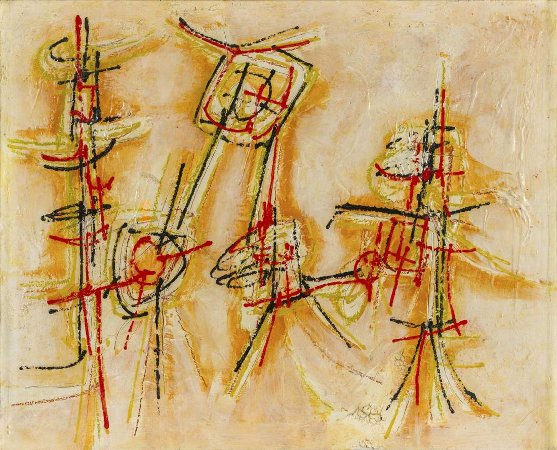 ACHILLE PERILLI, Frammento d'epigrafe: ACHILLE PERILLI (1927) Frammento d'epigrafe 1957 Mixed media on canvas 80 x 100 cm Signed, dated, and titled on the reverse Work accompanied by a photograph with authentication signed by the art