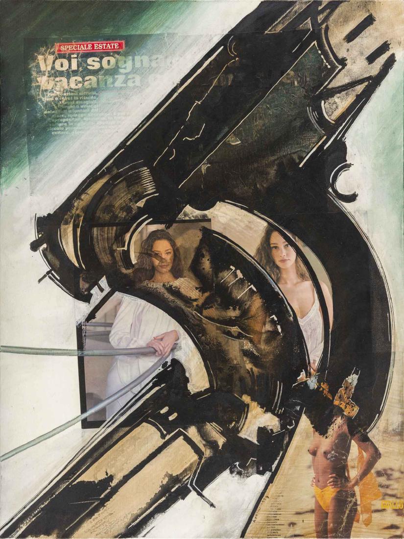 GIANNI BERTINI, Artemide e Callisto: GIANNI BERTINI (1922 - 2010) Artemide e Callisto 1994 Oil and collage on canvas 80 x 60 cm Signed and dated lower right Signed, titled, and dated on the reverse Work registered with Archivio Frittelli