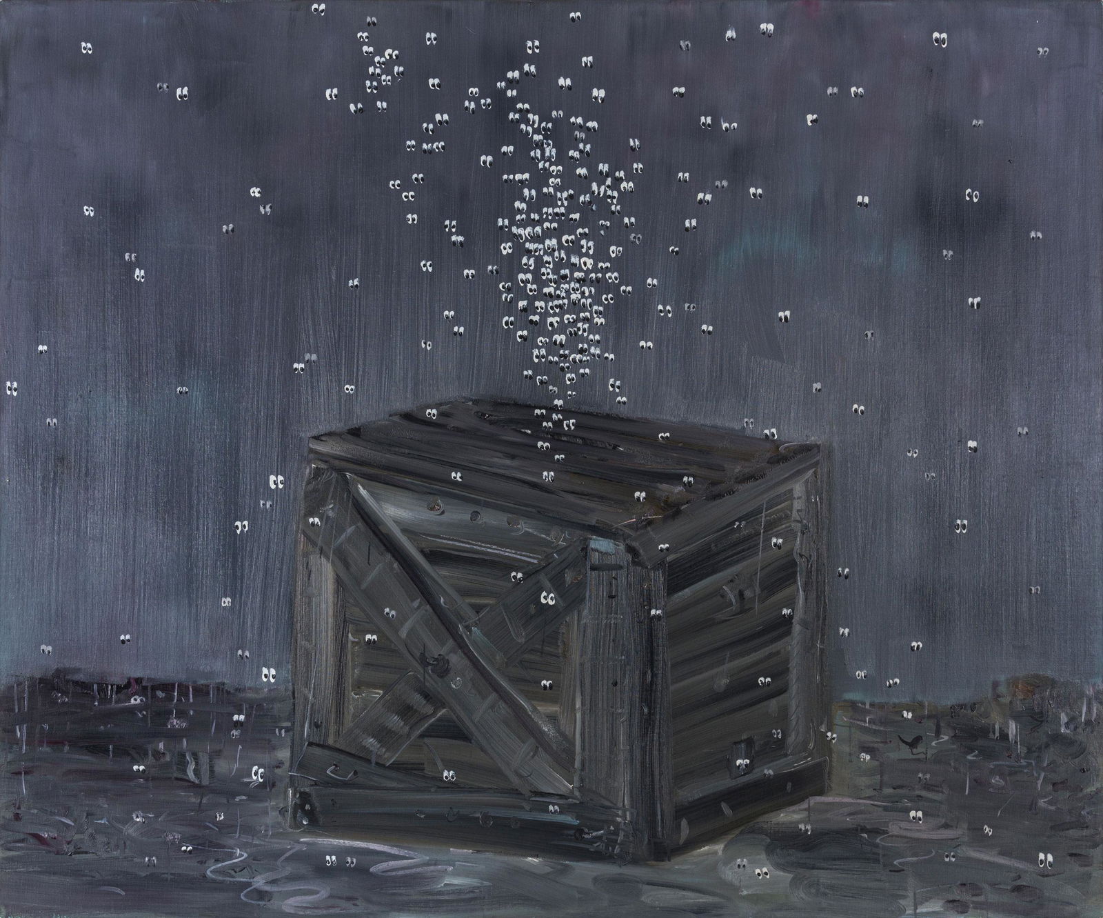 ALESSANDRO PESSOLI, Mosche: ALESSANDRO PESSOLI (1963) Mosche 1993 Oil on canvas 100 x 120 cm Signed,titled and dated on the reverse PROVENANCE: Private collection, Modena Provenance: Private collection, Modena Dimensions</