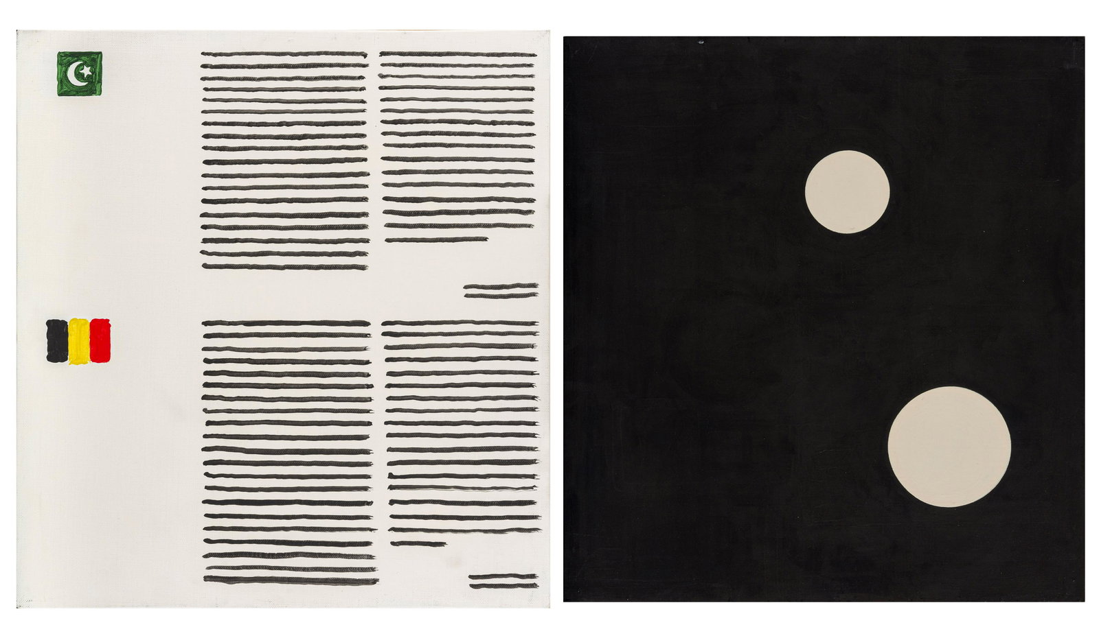 MARCO NERI, Diptych III: MARCO NERI (1968) Diptych III 2005 Diptych composed of two tempera on canvas 50,5 x 47 cm (dimensions of each canvas) Each canvas is signed and dated on the reverse Work accompanied by a certificate o
