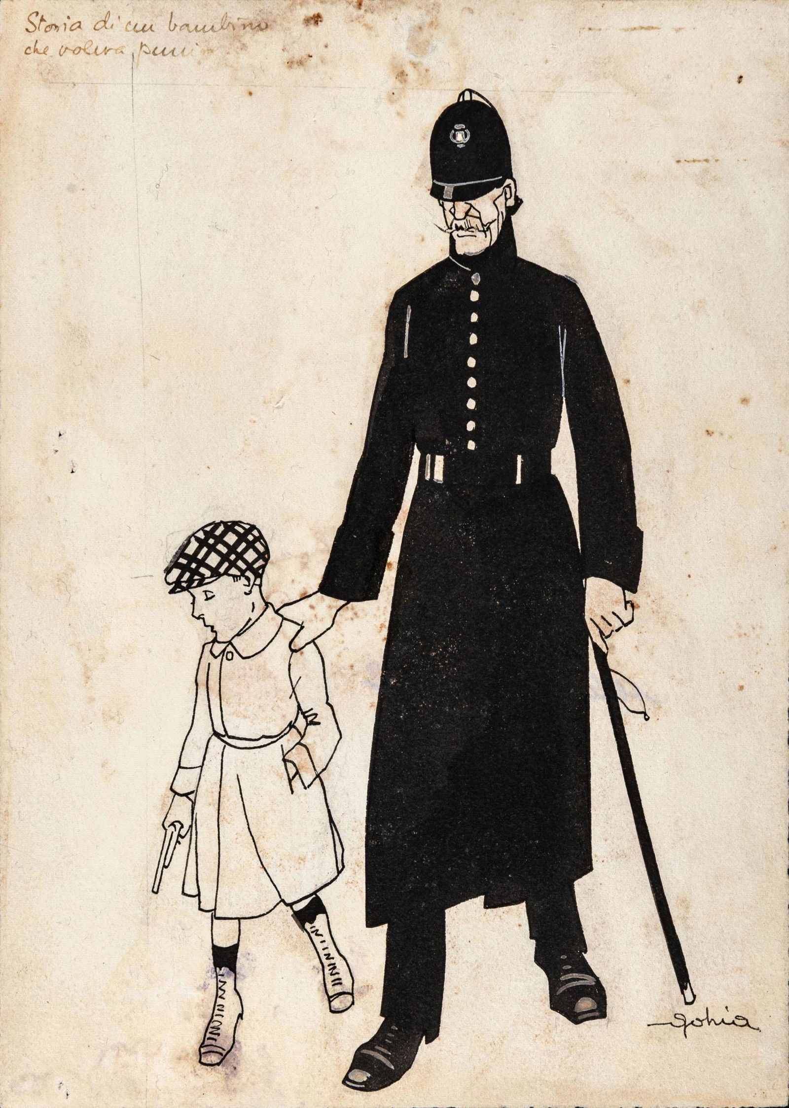 GOLIA, Storia di un bambino che voleva punire: GOLIA (1885 - 1967) Storia di un bambino che voleva punire Ink on paper 26,8 x 19 cm Signed lower right Notes Signed lower right Dimensions 26,8 x 19 cm Artist