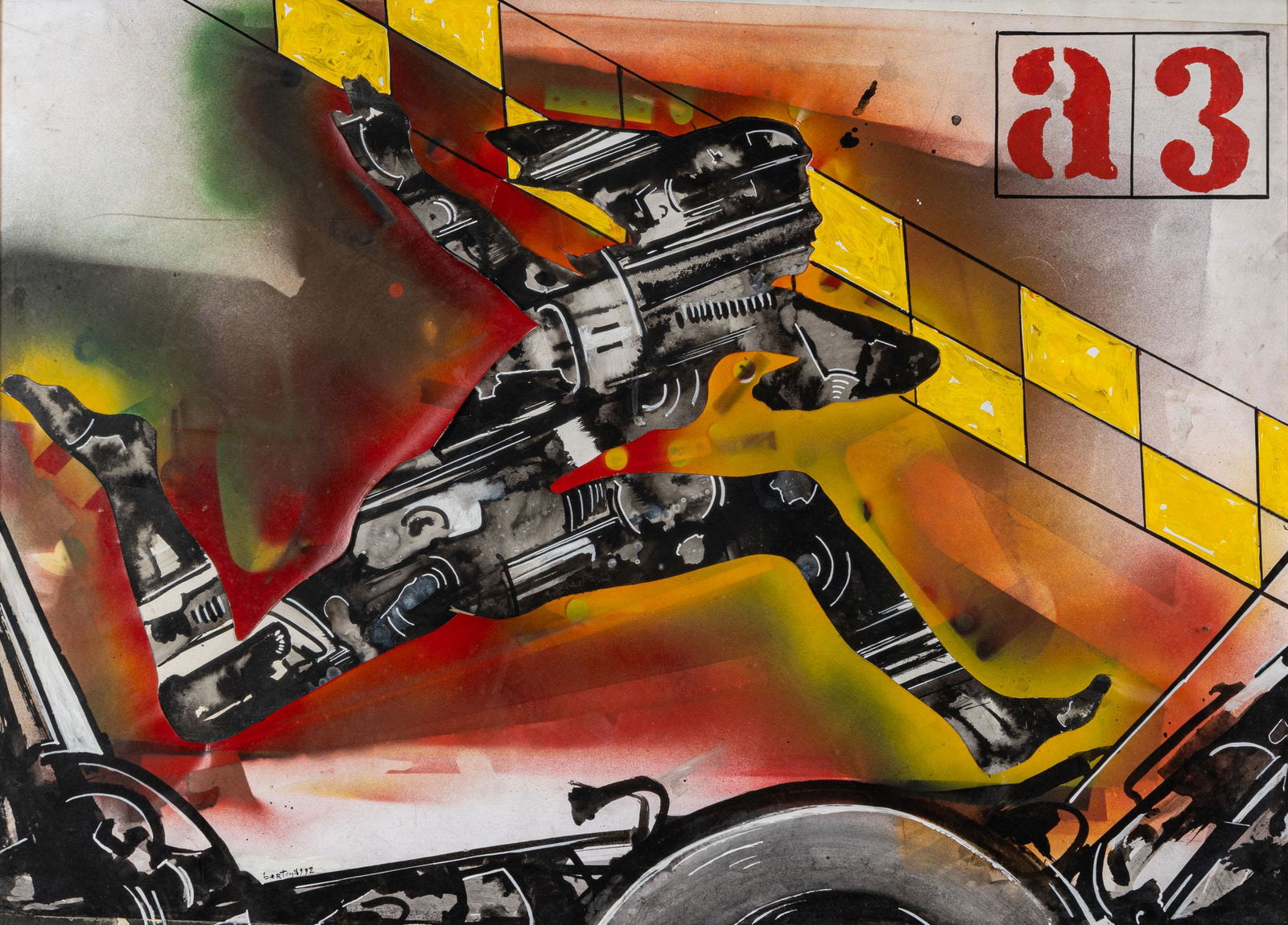 GIANNI BERTINI, Untitled: GIANNI BERTINI (1922 - 2010) Untitled 1992 Mixed technique and collage on cardboard 70 x 97 cm Signed and dated lower left Signed and dated on the reverse PROVENANCE: Private collection, Milan