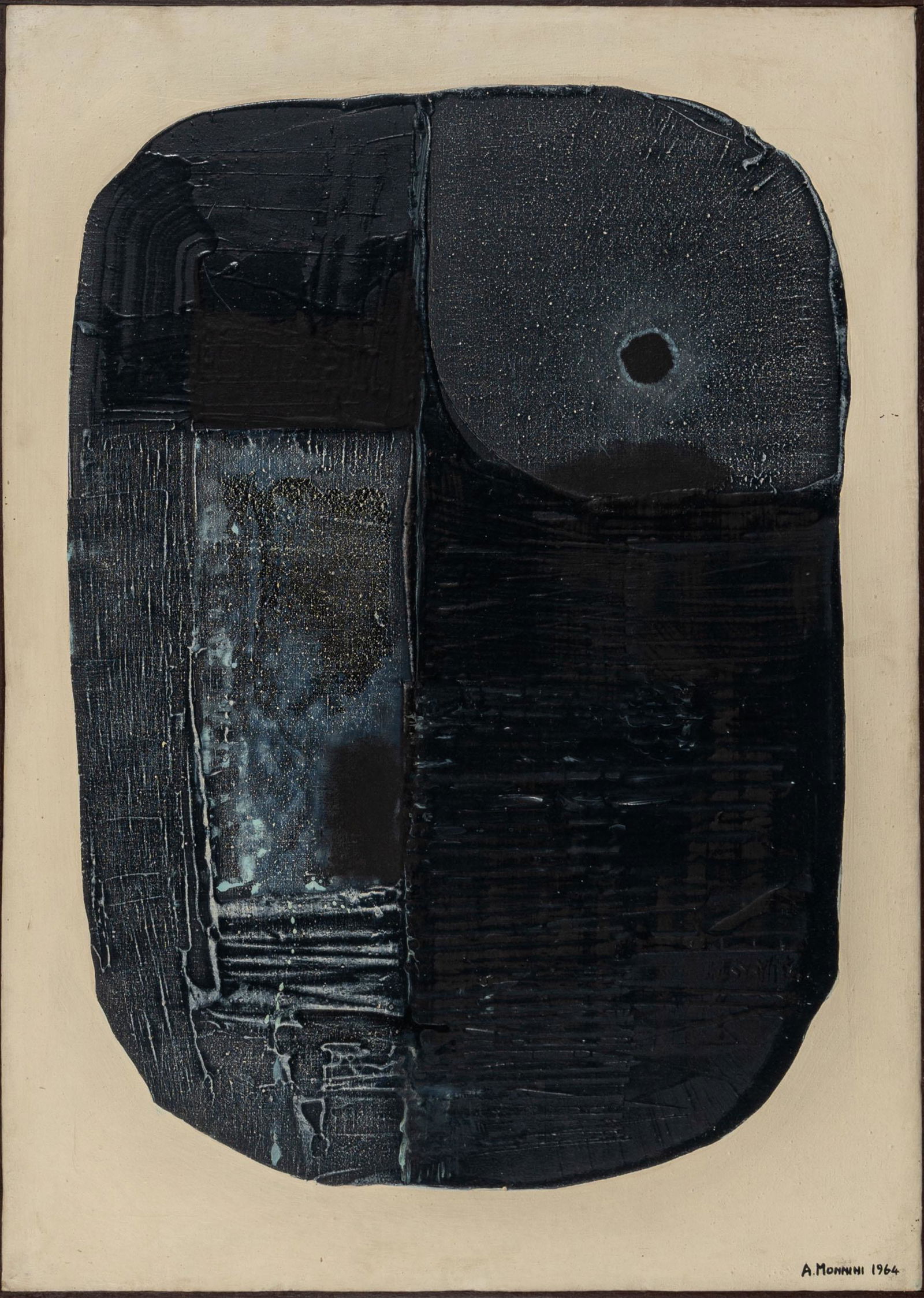 ALVARO MONNINI, Untitled: ALVARO MONNINI (1922 - 1987) Untitled 1964 Mixed technique on canvas 69 x 49,5 cm Signed and dated lower right PROVENANCE: Private collection, Milan