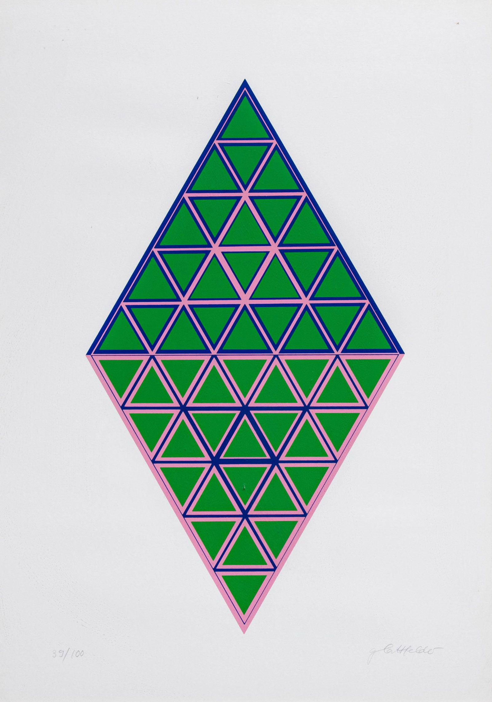 HANS JORG GLATTFELDER, Untitled: HANS JORG GLATTFELDER (1939) Untitled 1973 Silkscreen, ed. 39/100 70 x 50 cm Signed in pencil lower right and numbered lower left PROVENANCE: Private collection, Varese