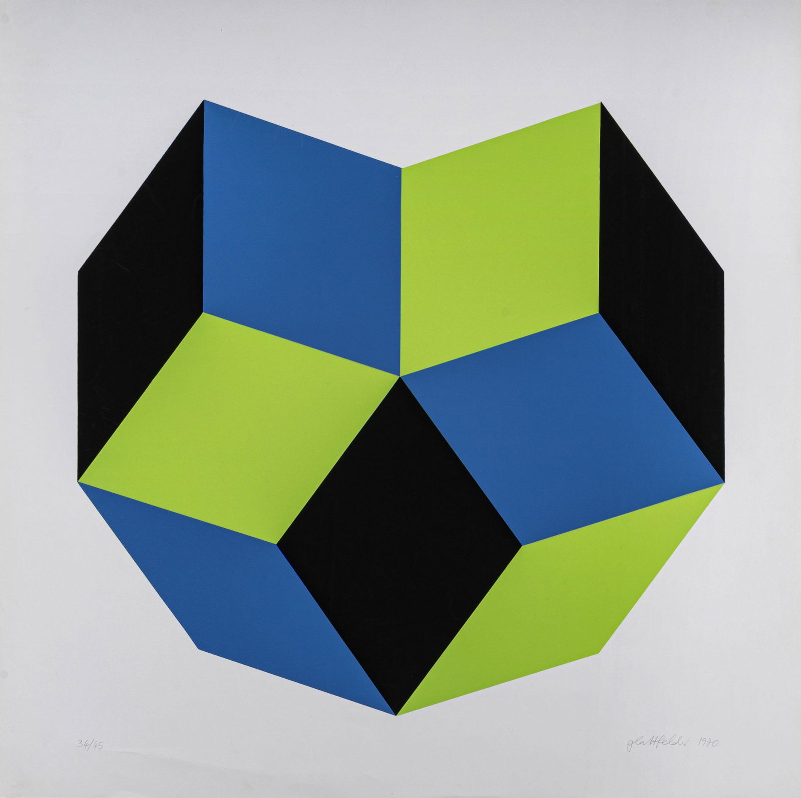 HANS JORG GLATTFELDER, Untitled: HANS JORG GLATTFELDER(1939)Untitled1970Silkscreen, ed. 34/4564,2 x 64 cmSigned and dated in pencil lower right and numbered lower leftPROVENANCE:Private collection, Milan