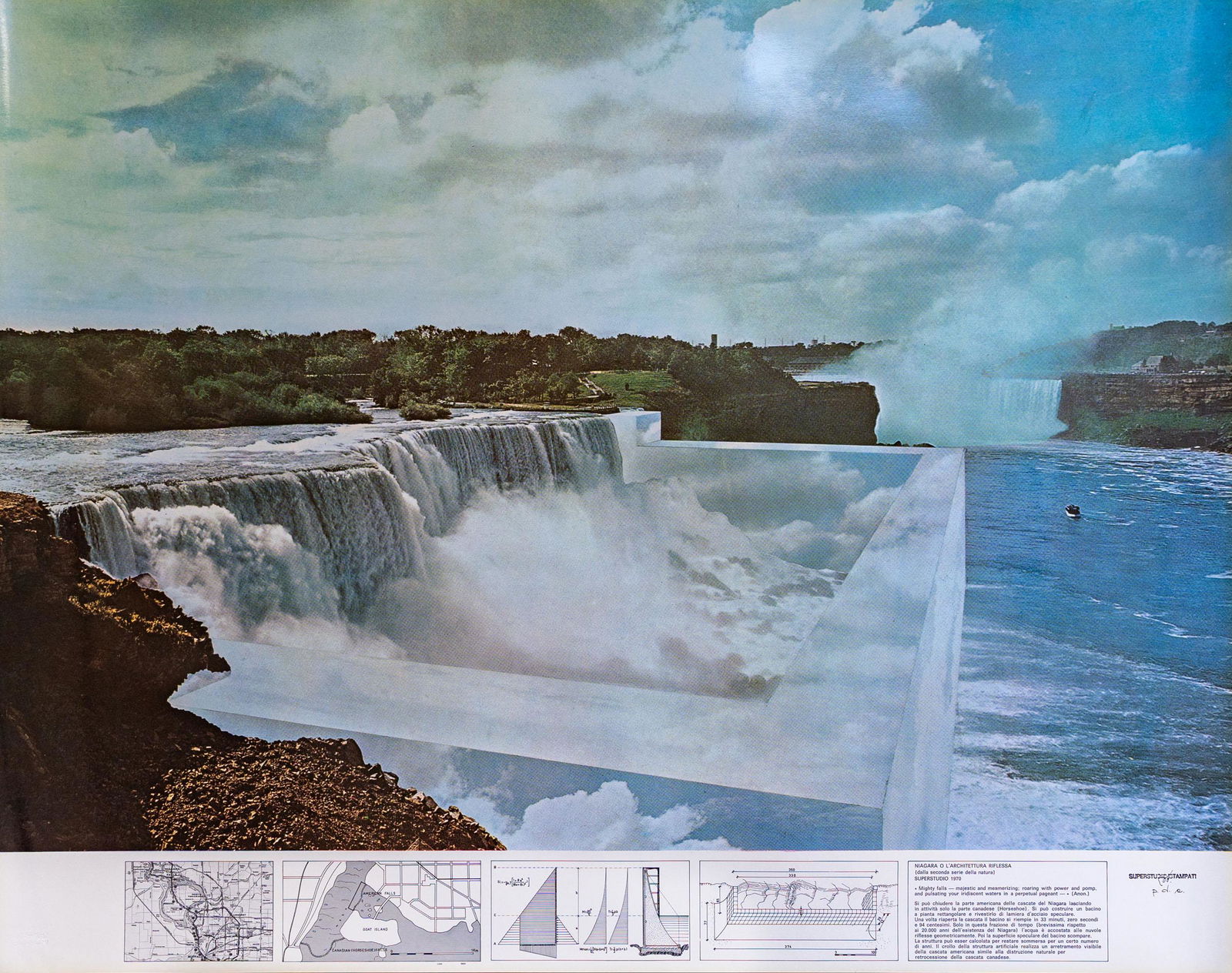 SUPERSTUDIO, Mixed lot: SUPERSTUDIO(1966)Mixed lot1970Lot comprised of three graphic works:Niagara o l'architettura riflessa1970Offset photographic print on glossy paper, ed. p.d.a. from and edition of 500 examples, Edizioni