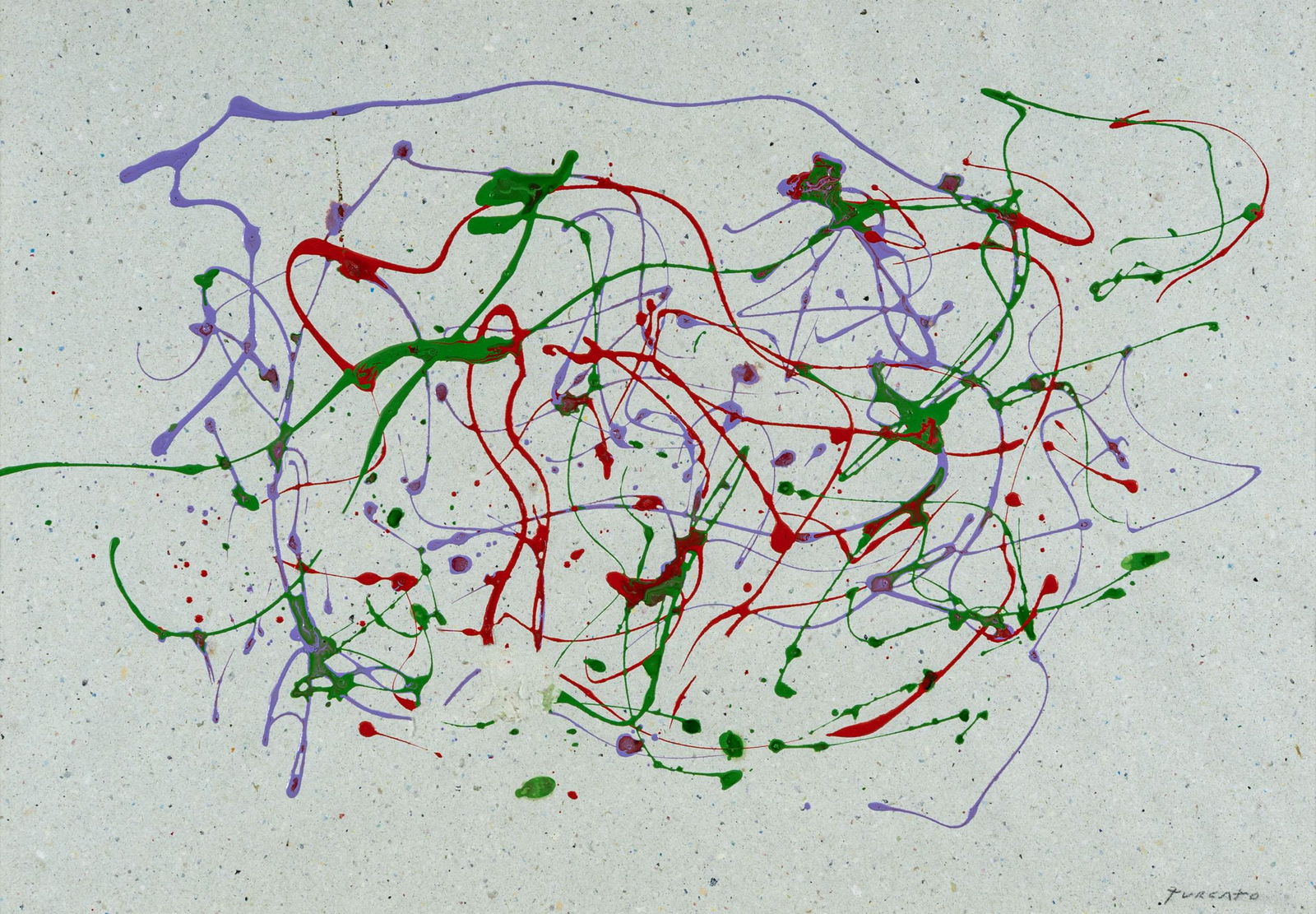 GIULIO TURCATO, Itinerari: GIULIO TURCATO(1912 - 1995)Itinerari1970sOil enamels on cardboard35 x 50 cmSigned lower rightWork accompanied by a certificate of authenticity issued by Archivio Giulio Turcato, Rome and registered wi