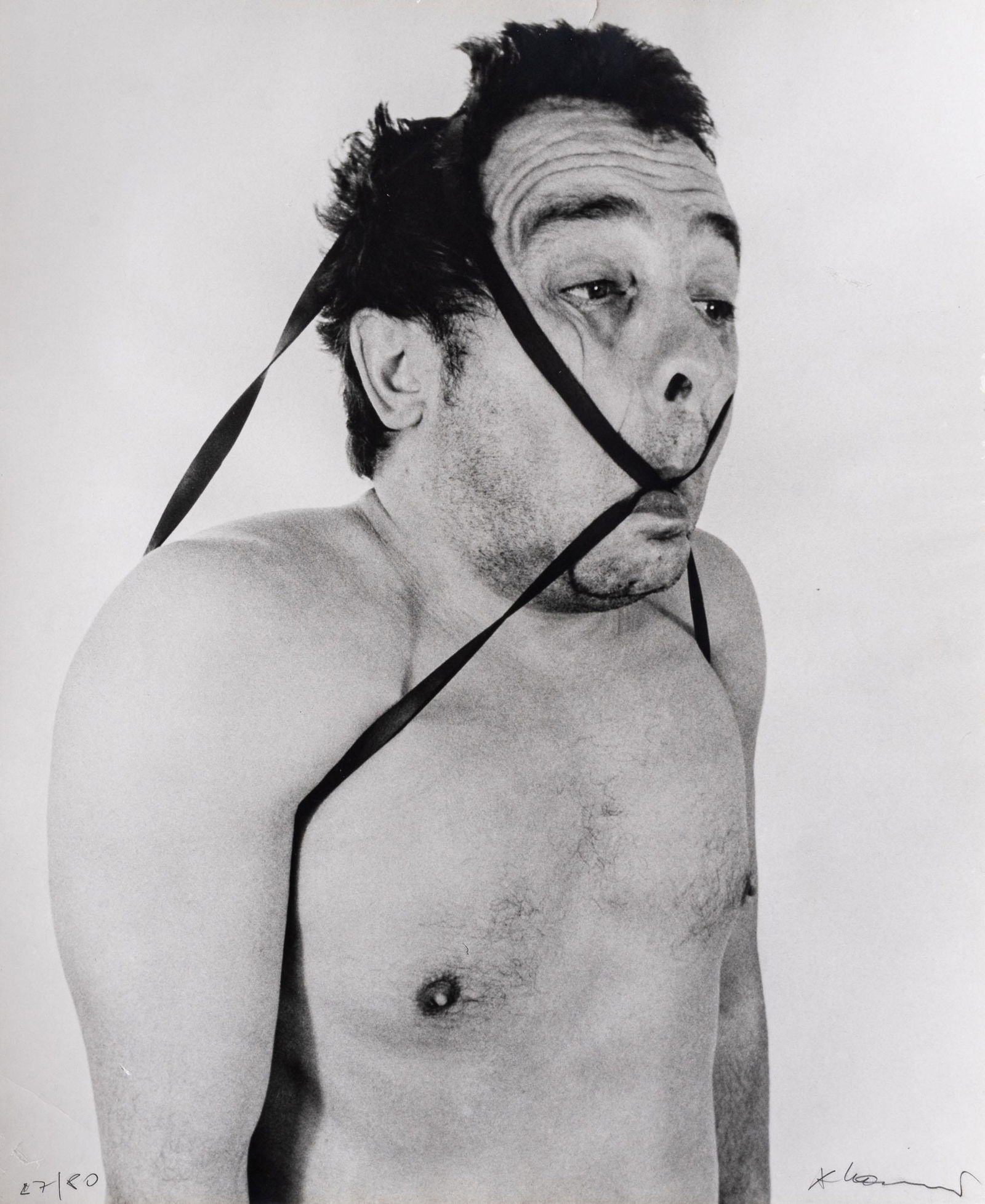 ARNULF RAINER, Untitled, from the series 'The elastic band series of face farces': ARNULF RAINER(1929)Untitled, from the series 'The elastic band series of face farces'1972Gelatine silver print on firm paper, ed. 27/8059,5 x 48,4 cmSigned in pencil lower right and numbered lower lef