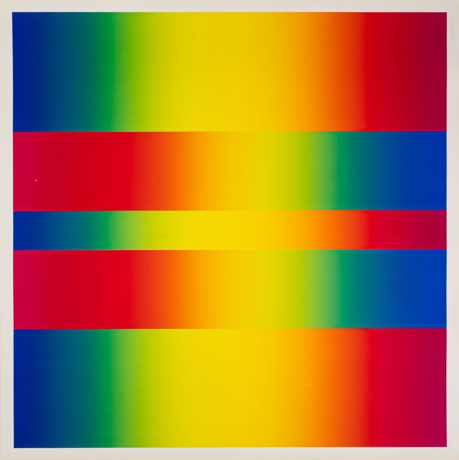 GETULIO ALVIANI, Cromie spettrologiche: GETULIO ALVIANI (1939) Cromie spettrologiche Silkscreen, ed. 395/500 69 x 69 cm Signed in pencil lower right and numbered lower left PROVENANCE: Private collection, Milan