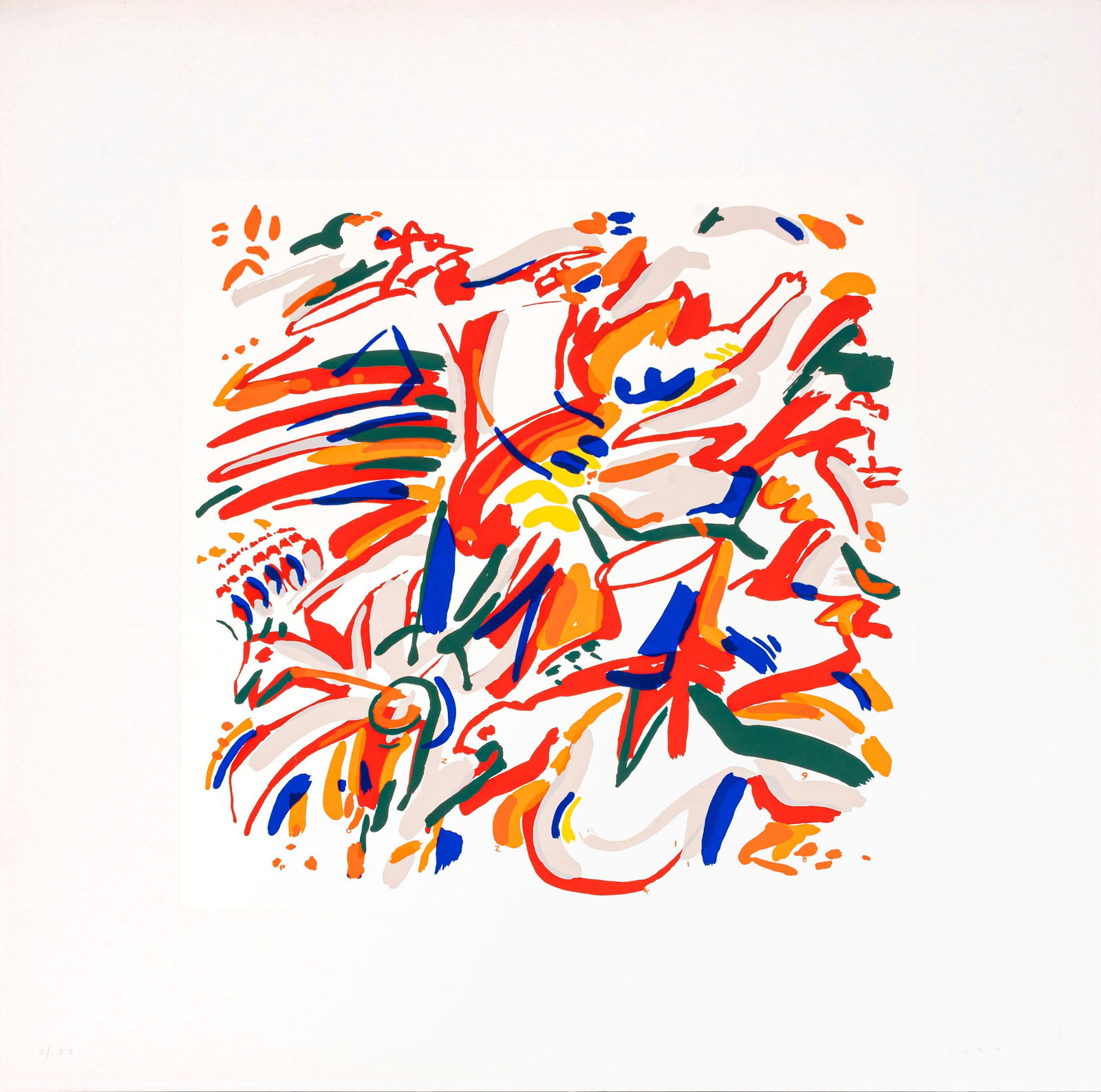 LUCIO POZZI (1935) Senza titolo 1998 Serigrafia, es. 2/100 60 x 60 cm Firmata a matita in basso a: LUCIO POZZI (1935) Senza titolo 1998 Serigrafia, es. 2/100 60 x 60 cm Firmata a matita in basso a destra, numerata in basso a sinistra e datata in lastra PROVENIENZA: Collezione privata, Milano