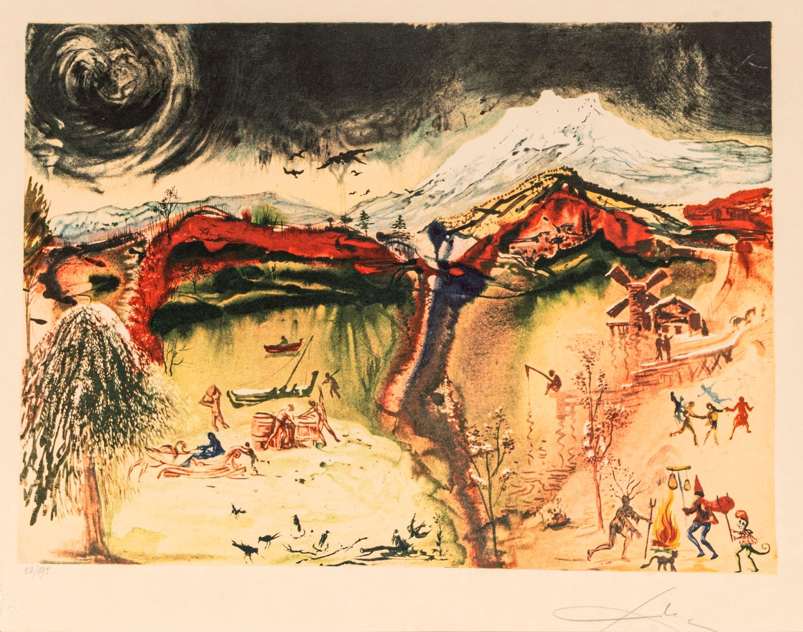 SALVADOR DALÌ (1904 - 1989) Inverno 1971 Litografia, es. 53/195 dalla serie 'Le quattro stagioni' (1 of 2)