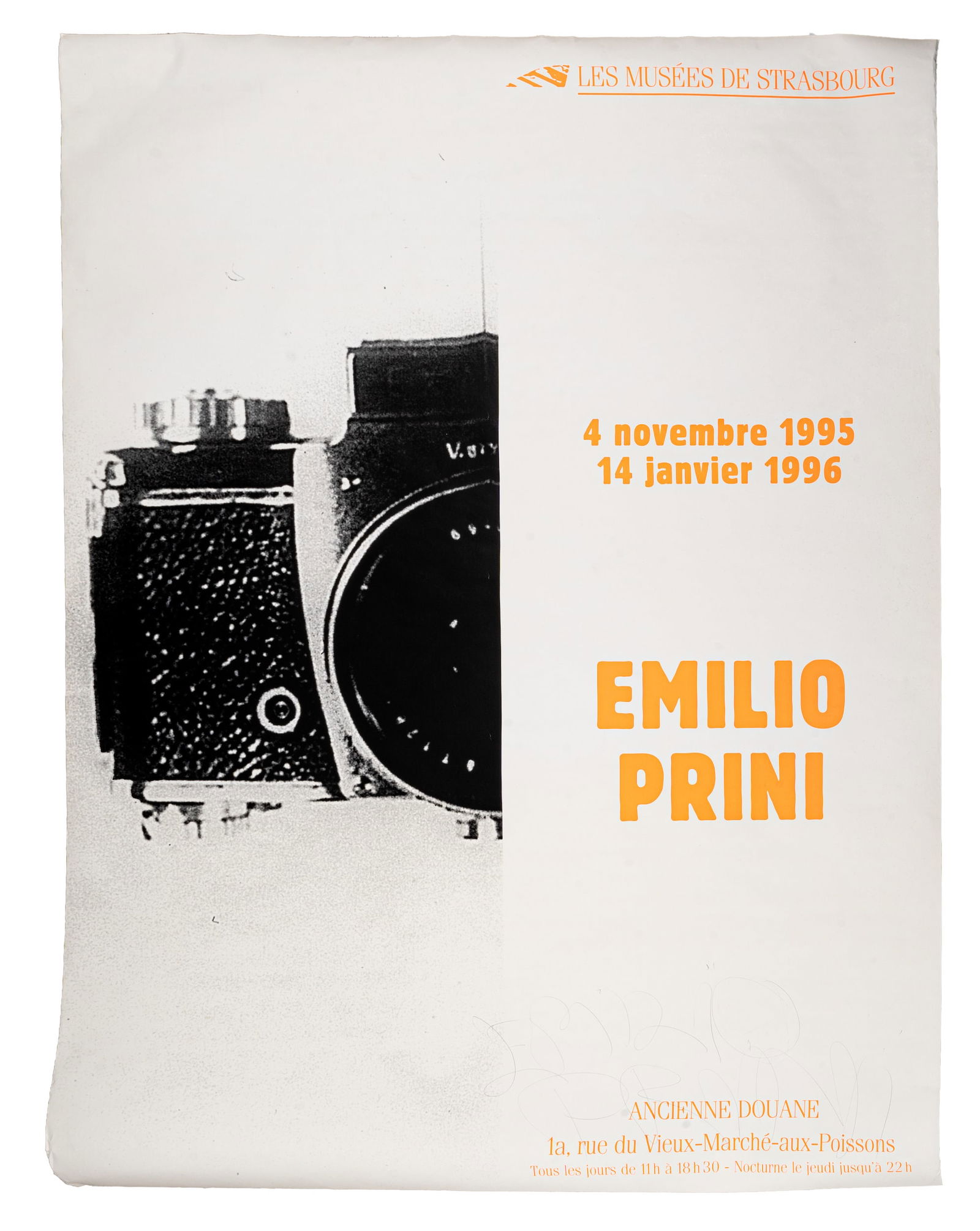 EMILIO PRINI (1943 - 2016) Emilio Prini 1995 Manifesto originale della prima mostra fuori Italia: EMILIO PRINI (1943 - 2016) Emilio Prini 1995 Manifesto originale della prima mostra fuori Italia 'Fermi in dogana' realizzata dall'artista presso Anciene Douane di Strasburgo, 4 novembre 1995 - 14 gen