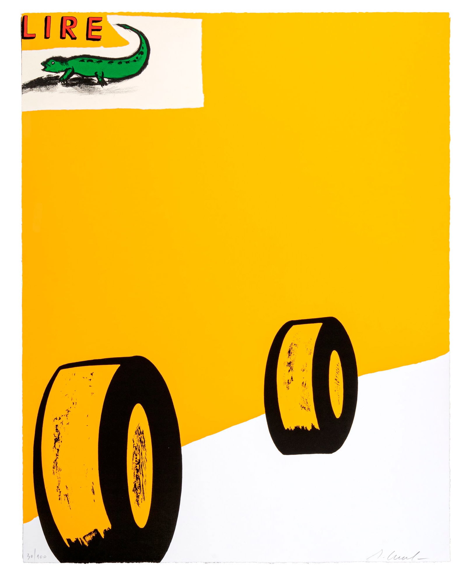 ENZO CUCCHI, Lire: ENZO CUCCHI (1949) Lire Silkscreen and collage, ed. 30/100 80 x 62 cm Signed in pencil lower right and numbered lower left