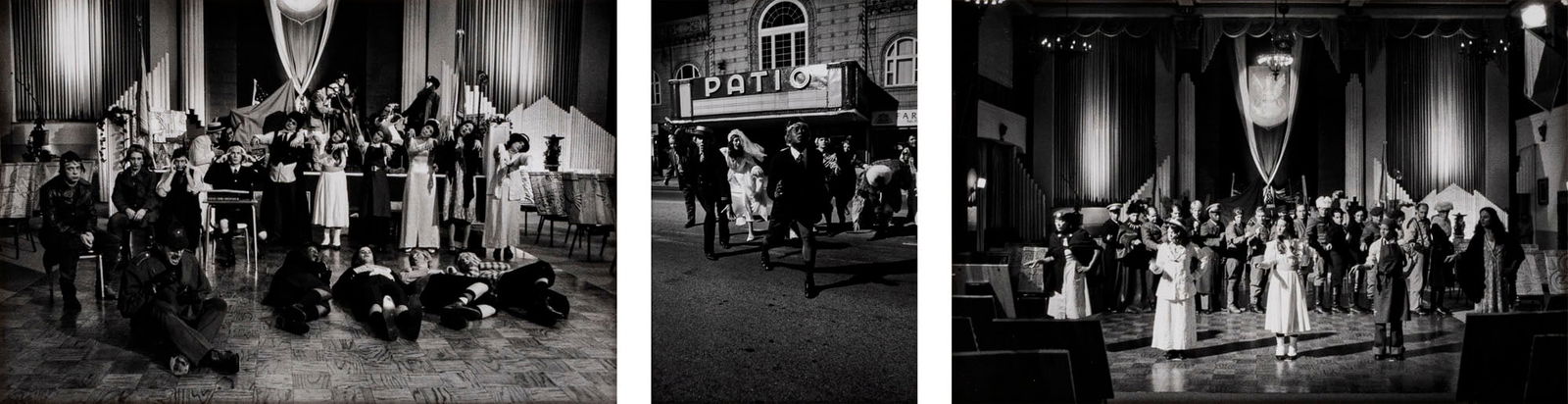 CATHERINE SULLIVAN, Suite A - Theaterini Panic and Recovery: CATHERINE SULLIVAN (1968) Suite A - Theaterini Panic and Recovery 2004 Triptych comprised of three black and white photographic prints, ed. 3/4 Dimensions of each photographic print: 25,2 x 20 cm Work