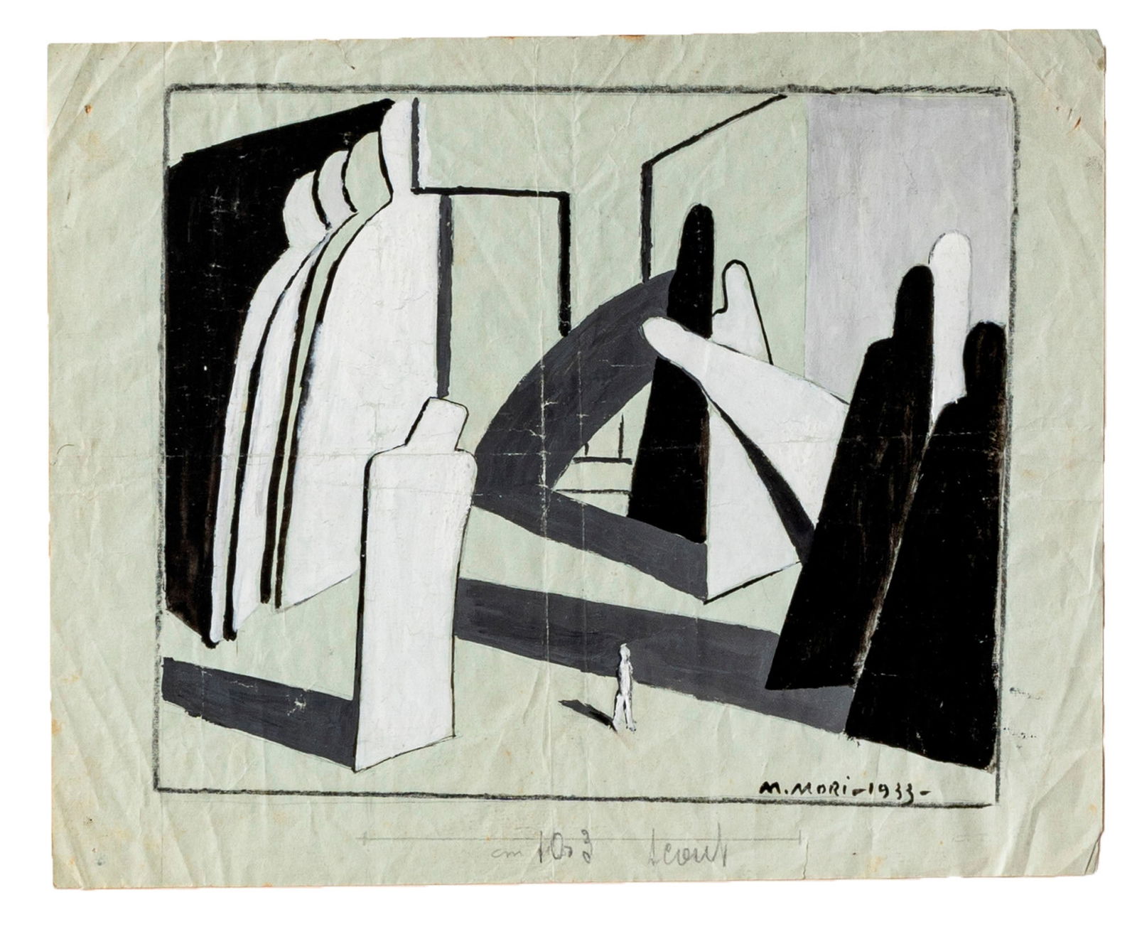 MARISA MORI, Untitled (Sketch for scenography): MARISA MORI(1900 - 1985)Untitled (Sketch for scenography)1933Mixed media on paper22 x 27,5 cmSigned and dated lower rightPROVENANCE:Galleria d'Arte Narciso, Turin (label on the reverse)Private collect