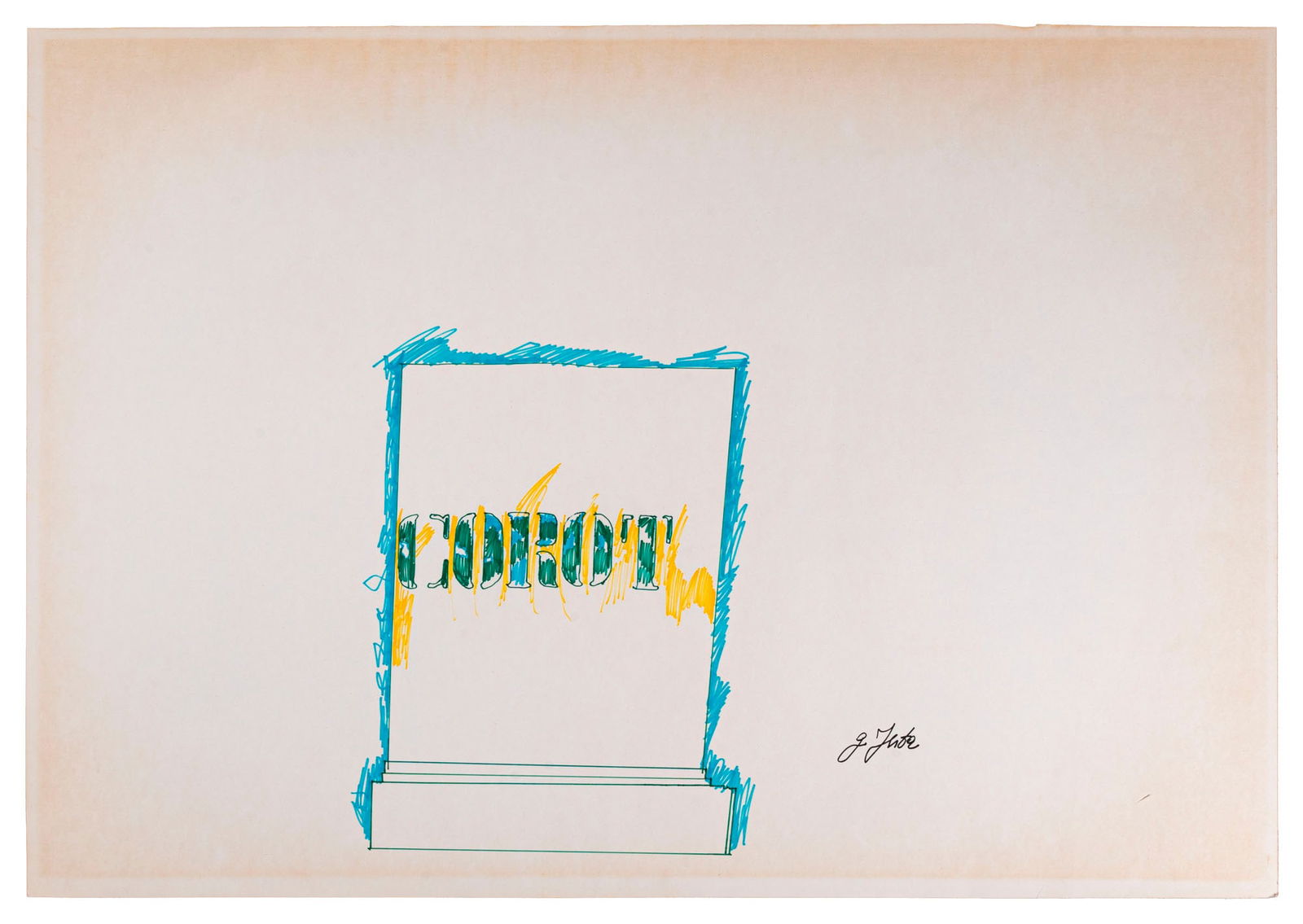 TANO FESTA, Corot: TANO FESTA(1938 - 1988)Corot1975Markers on paper70 x 100 cmSigned lower rightDedicated to Enzo Cucchi on the reverseWork accompanied by a certificate of authenticity issued by Archivio Generale dell'O