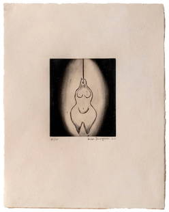 LOUISE BOURGEOIS, Hanging figure (State II of II): LOUISE BOURGEOIS (1911 - 2010) Hanging figure (State II of II) 2000 Drypoint, ed. 25/25, Harnan & Weaver editor and printer, New York, from and edition of 25 examples in Arabic numerals, 7 A.P., 5 P.P