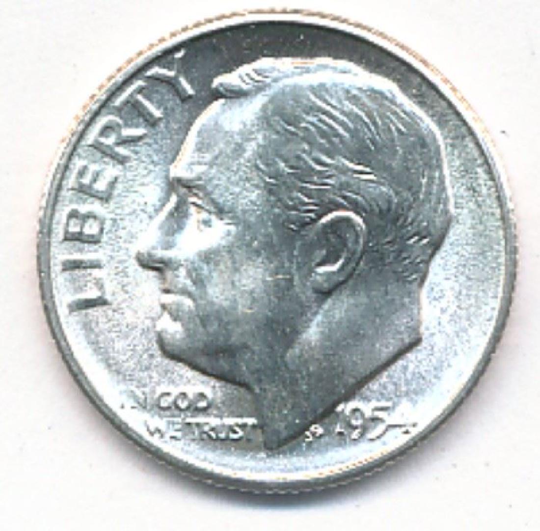 STUNNING 1954-S ROOSEVELT UNCIRCULATED SILVER DIME (1 of 2)