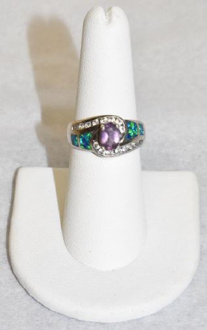 GORGEOUS STAMPED .925 STERLING SILVER RING WITH BLUE (1 of 4)