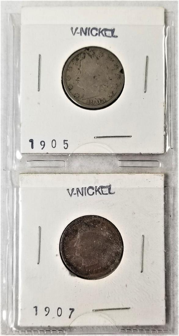 (2) V-Nickels 1905, 1907 (1 of 2)