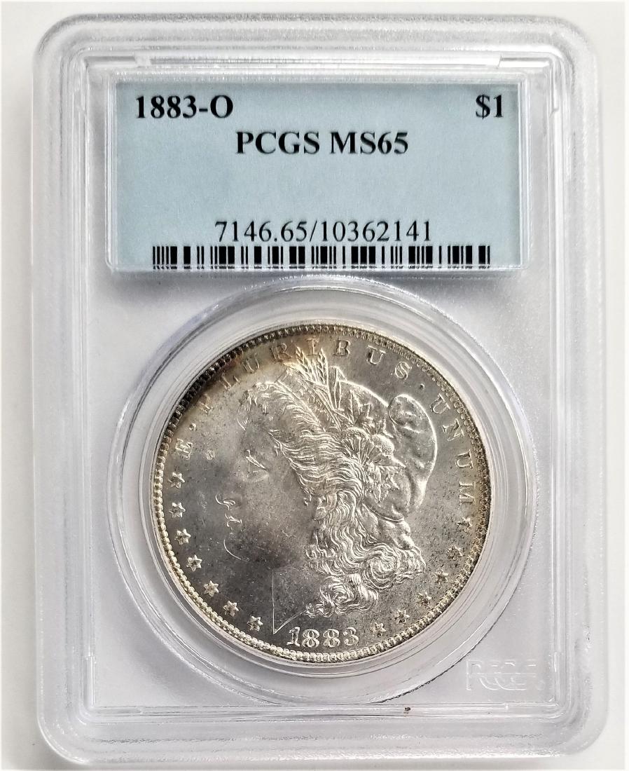 1883-O $1 PCGS MS65 MORGAN SILVER DOLLAR RAINBOW TONING (1 of 2)