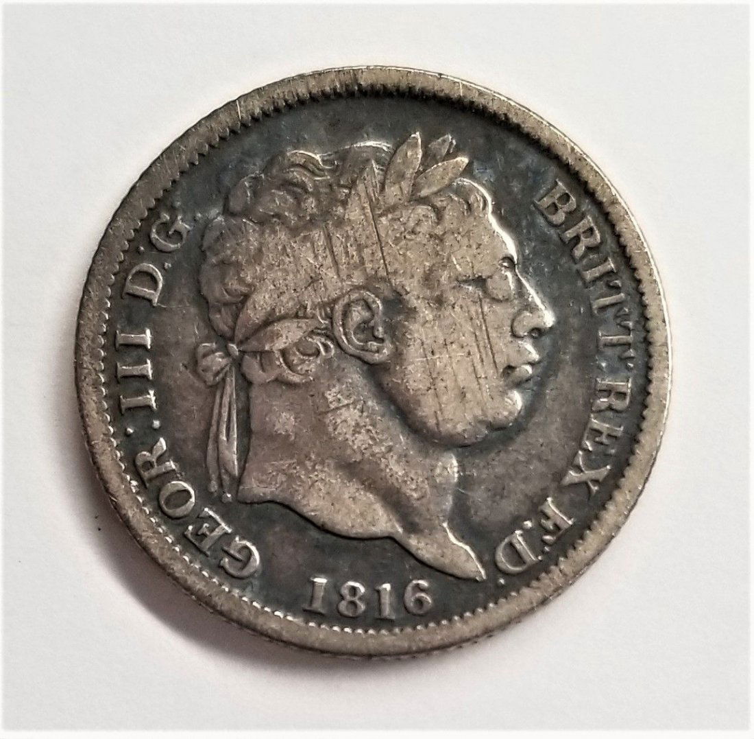 1816 Great Britain, George III. Silver Six Pence Coin (1 of 2)