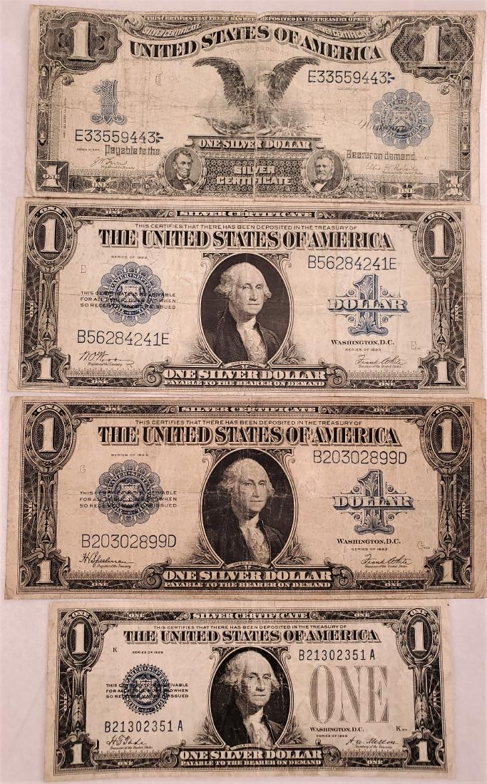 Four (4) lot of Currency Silver Certificates: Winner shall receive all four Silver Certificates shown here! This coin is part of the Arthur Liss Type Set. This type set was assembled over decades prior to the turn of the century, starting in the 