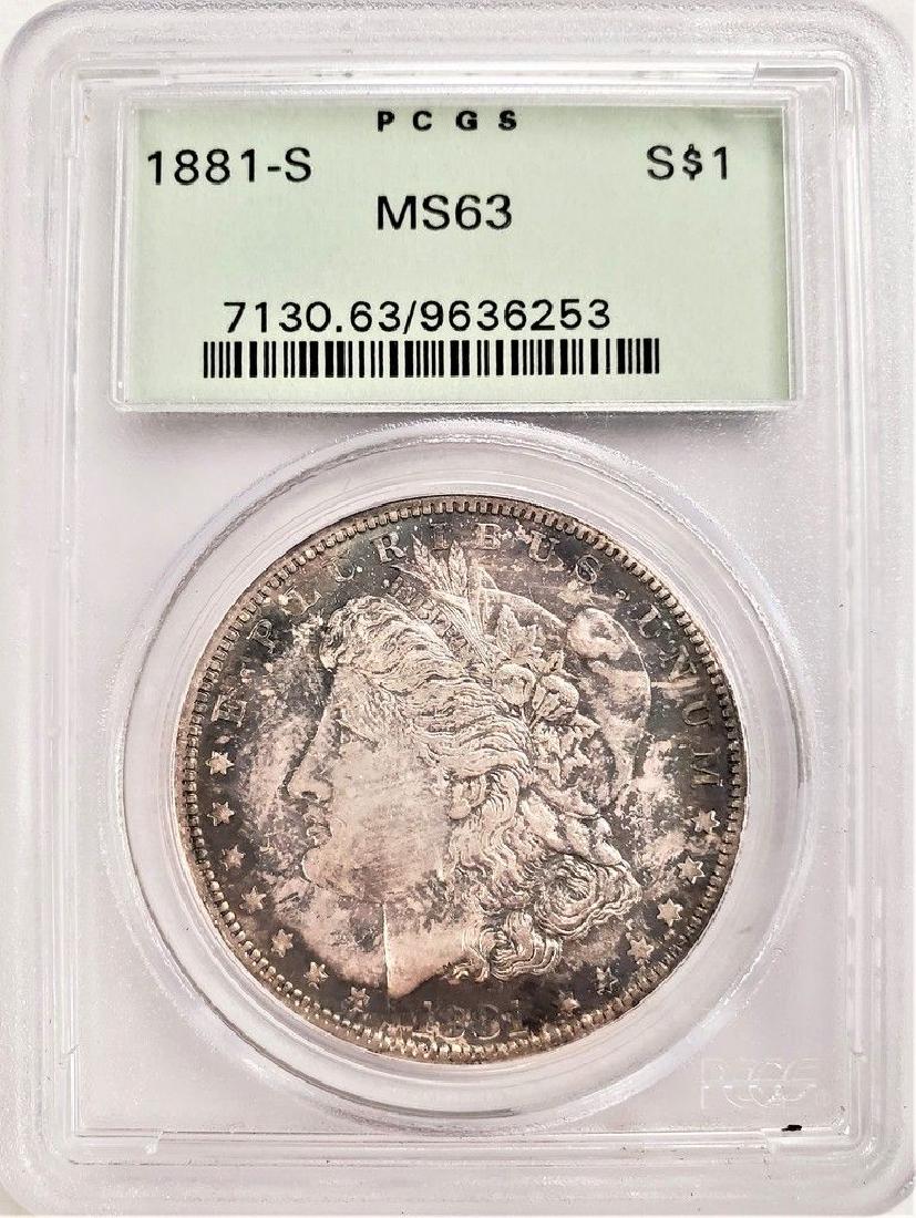 1881-S MS63 MORGAN SILVER DOLLAR PCGS OGH (1 of 2)
