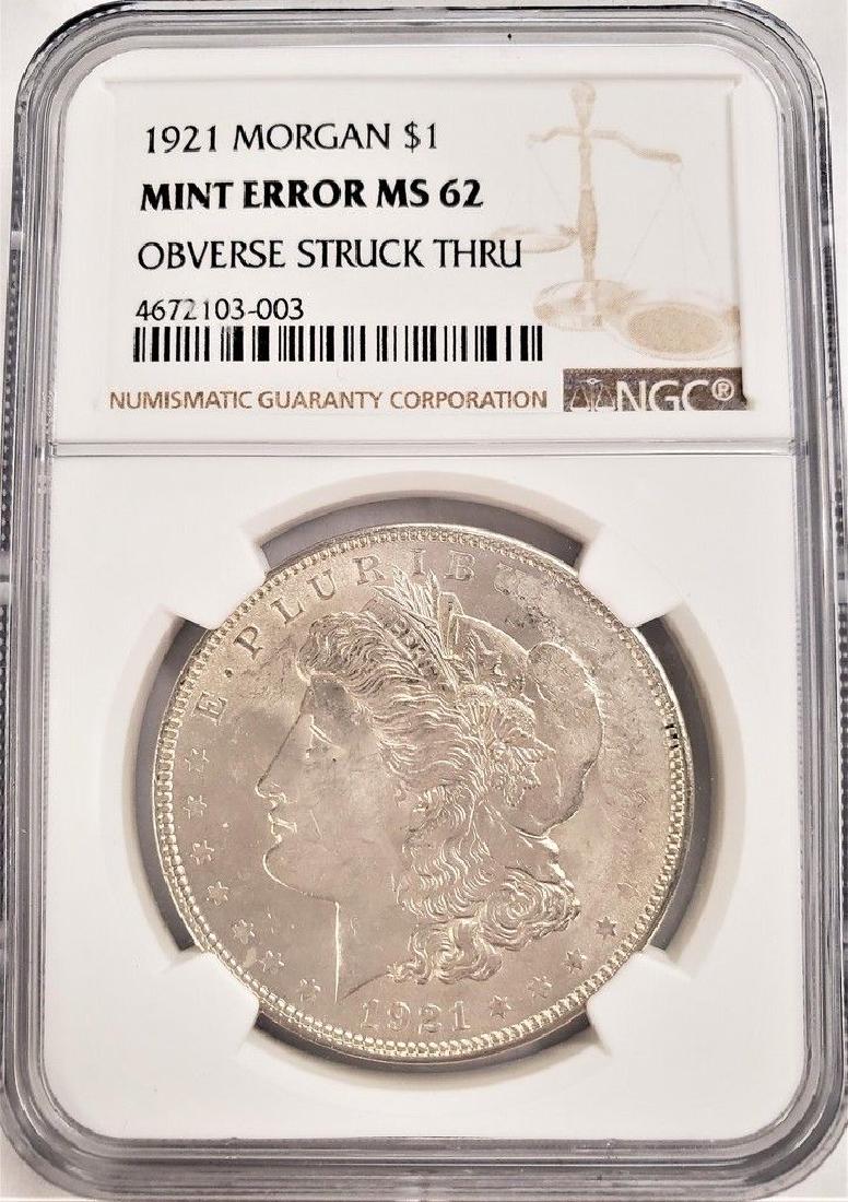 1921 MORGAN MINT ERROR MS62 NGC (1 of 2)