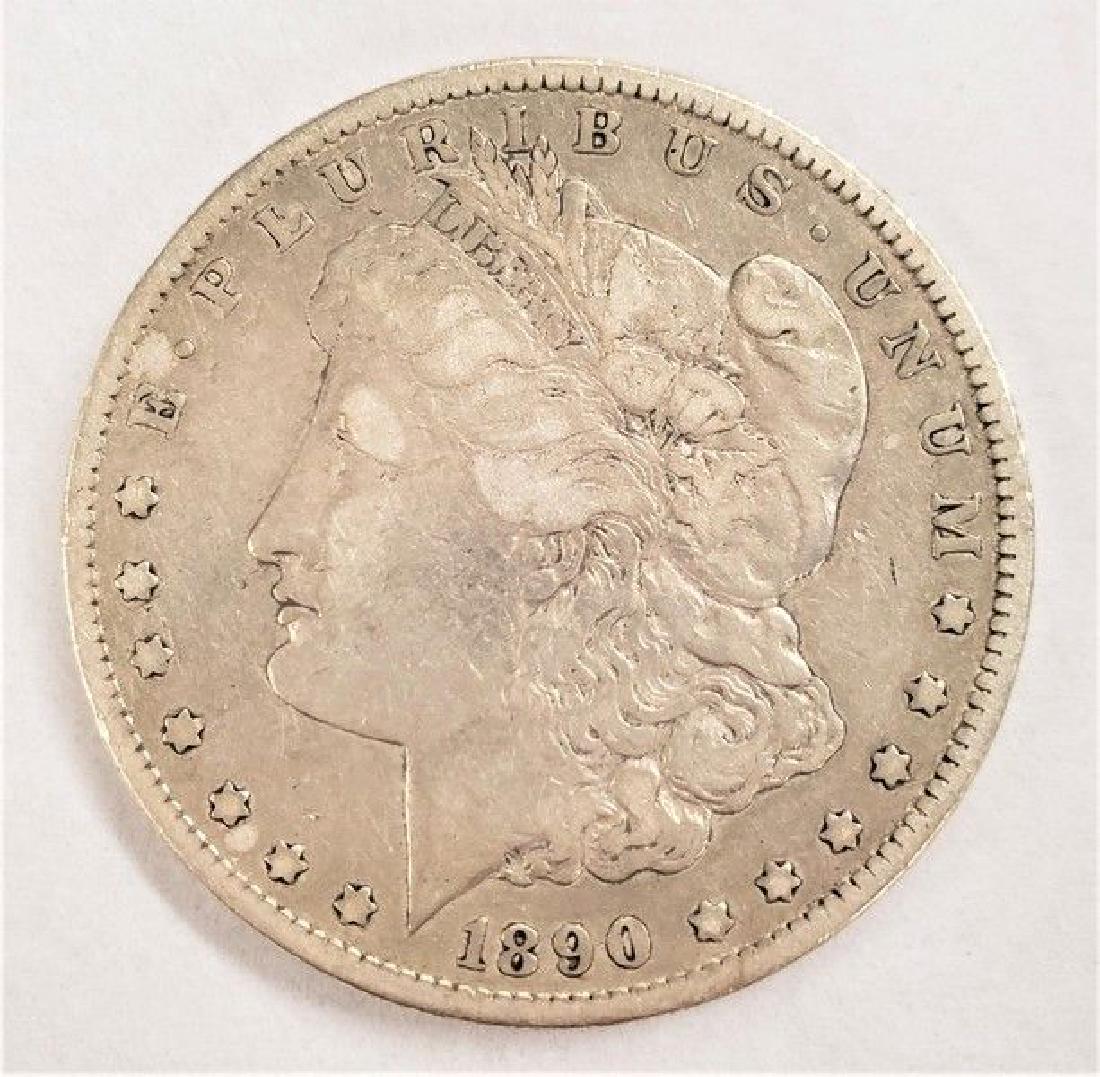 1890-CC MORGAN SILVER DOLLAR VERY FINE (1 of 2)