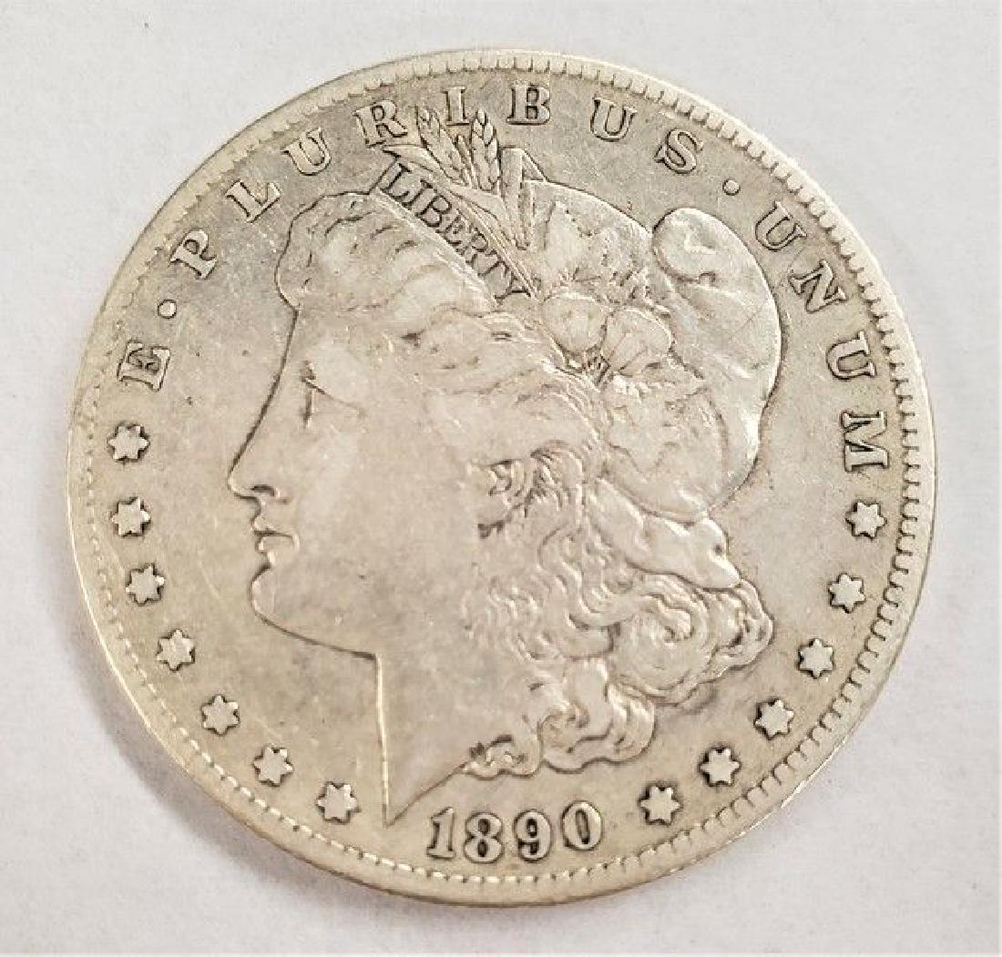 1890-CC MORGAN SILVER DOLLAR EXTRA FINE (1 of 2)