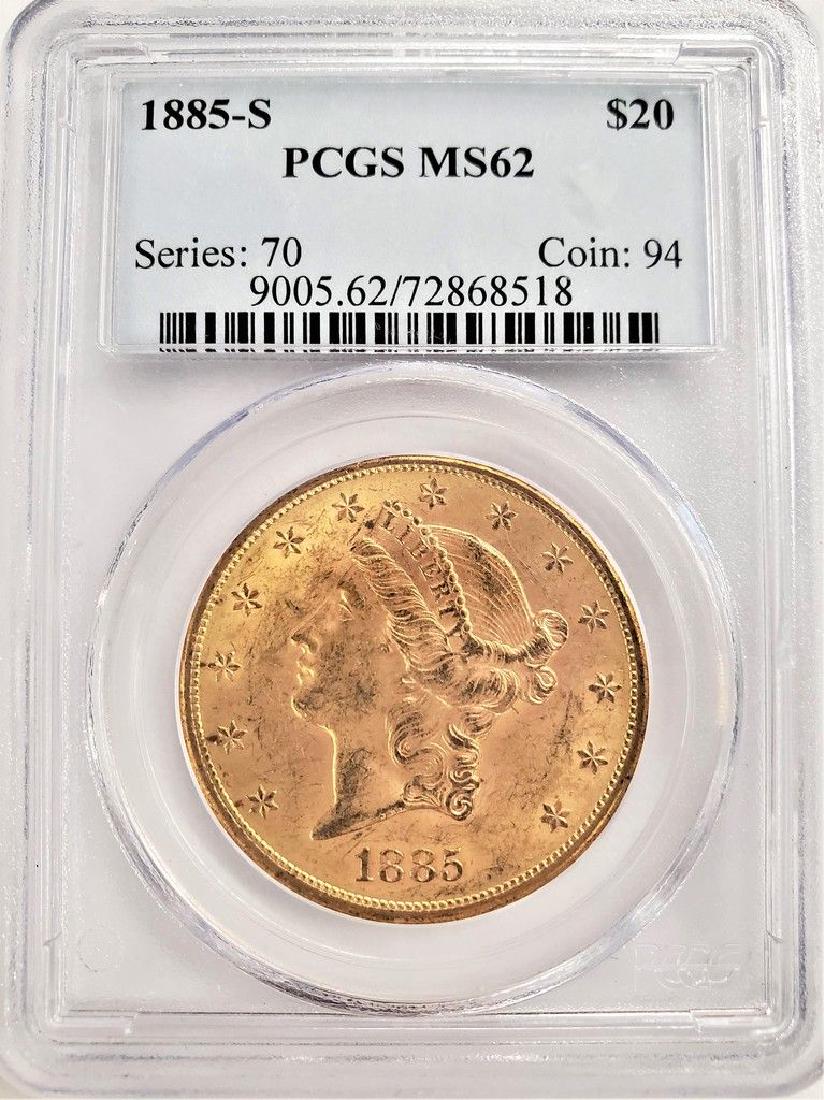 1885-S $20 LIBERTY GOLD MS62 PCGS (1 of 2)