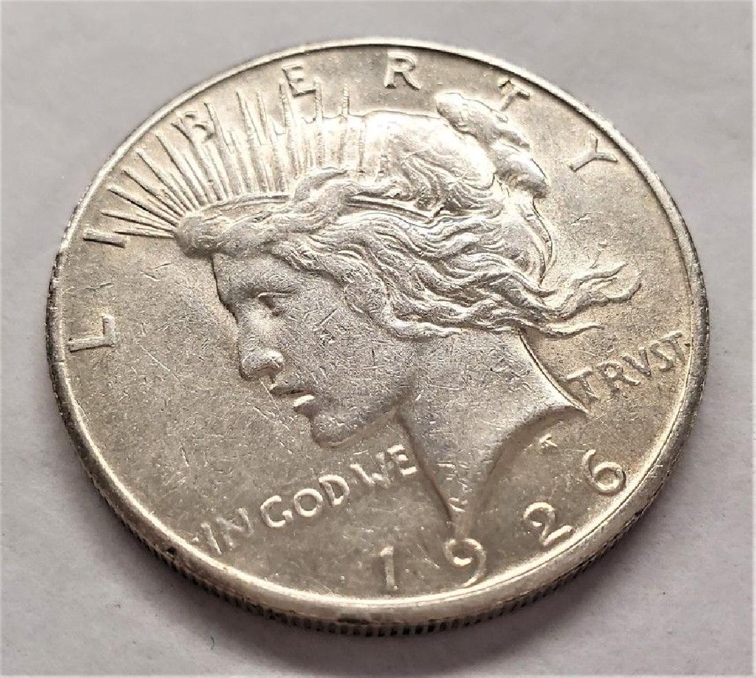 1926-S SAMPLE PEACE DOLLAR ALMOST MINT (1 of 2)