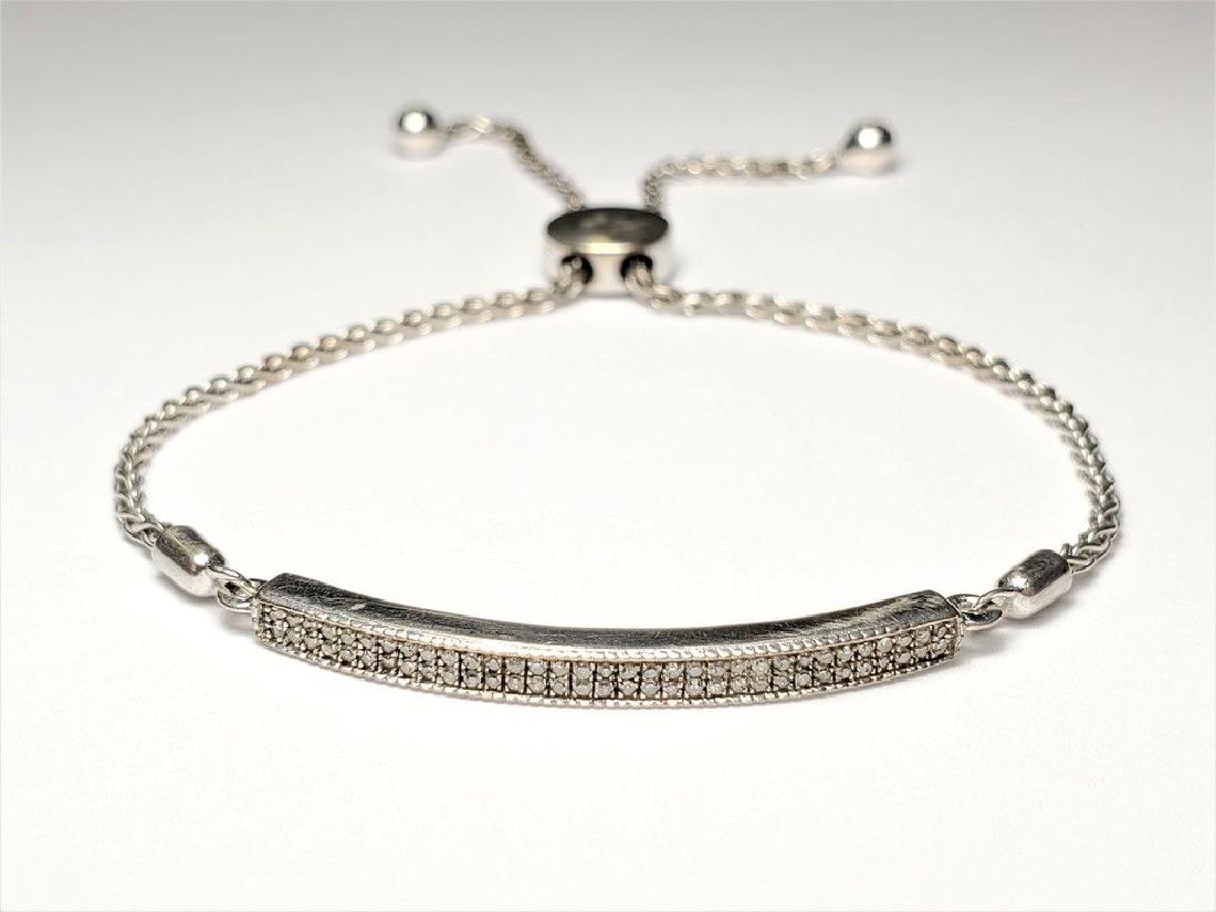.925 STERLING SILVER ADJUSTABLE DIAMOND BRACELET (1 of 6)